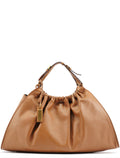 76554 Light Brown Ruched Tote Bag