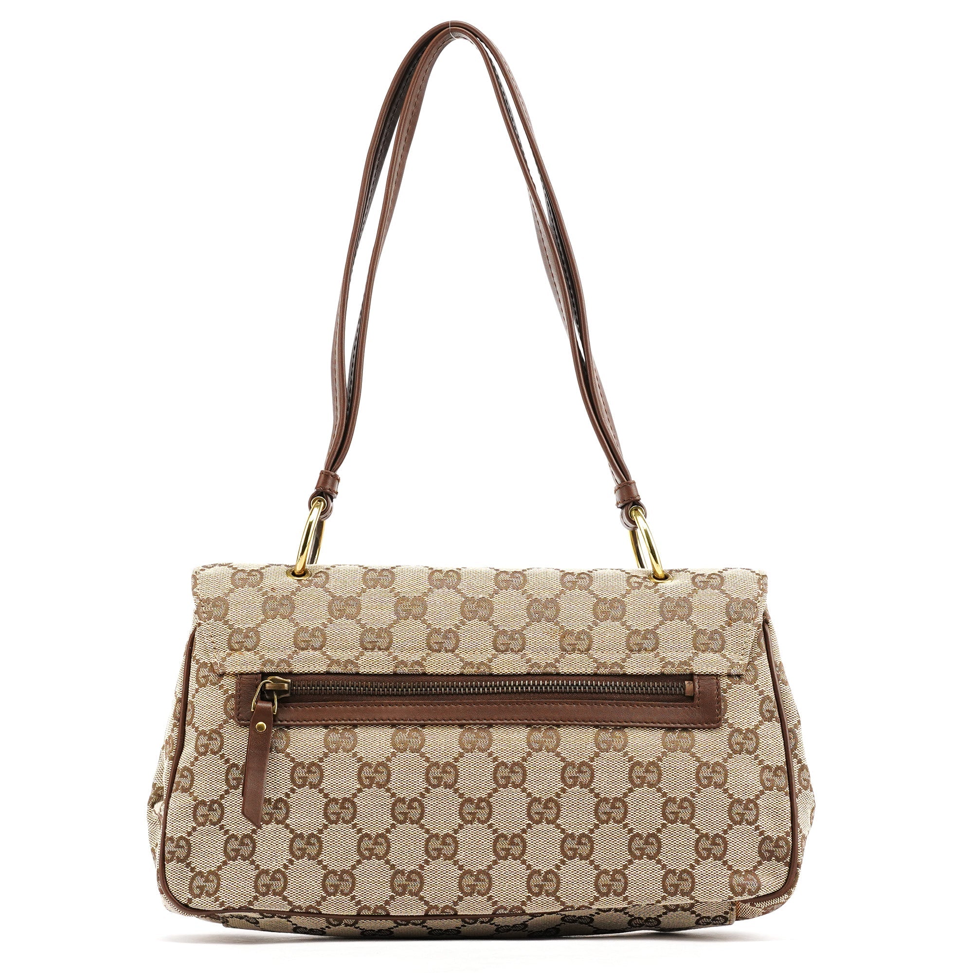90643 Beige GG Canvas Turnlock Shoulder Bag