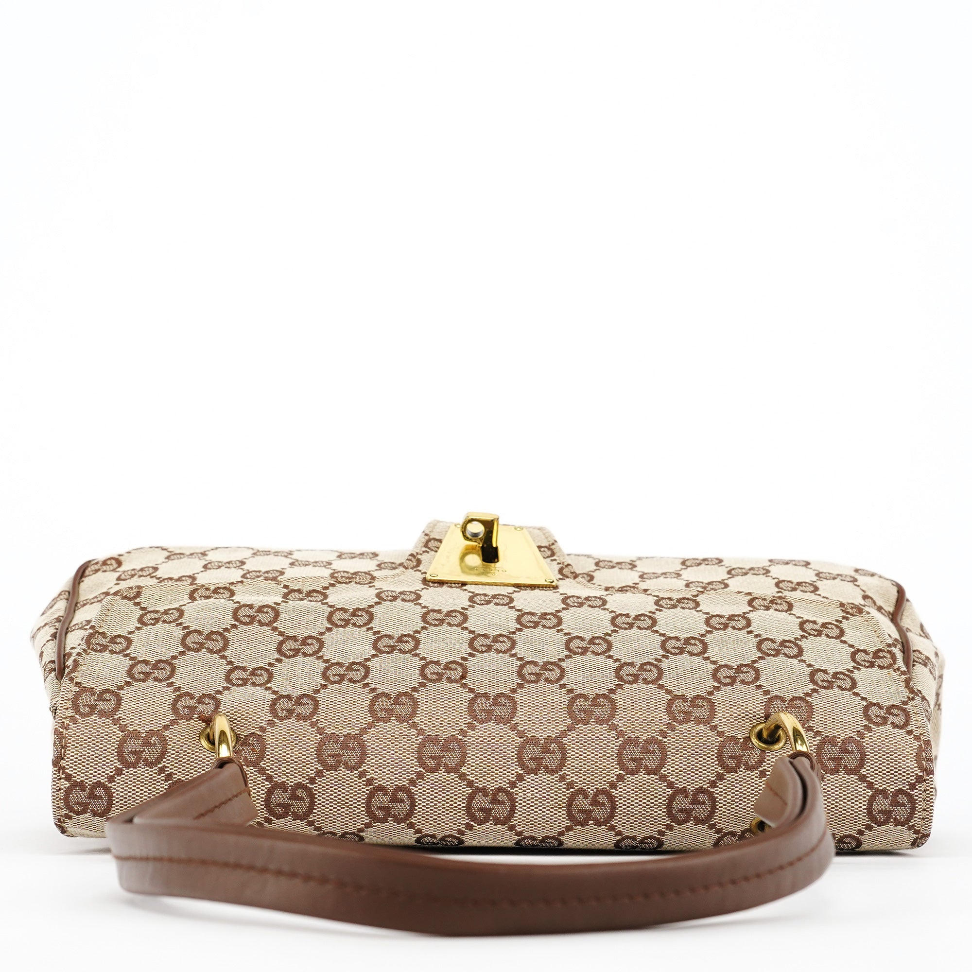 90643 Beige GG Canvas Turnlock Shoulder Bag