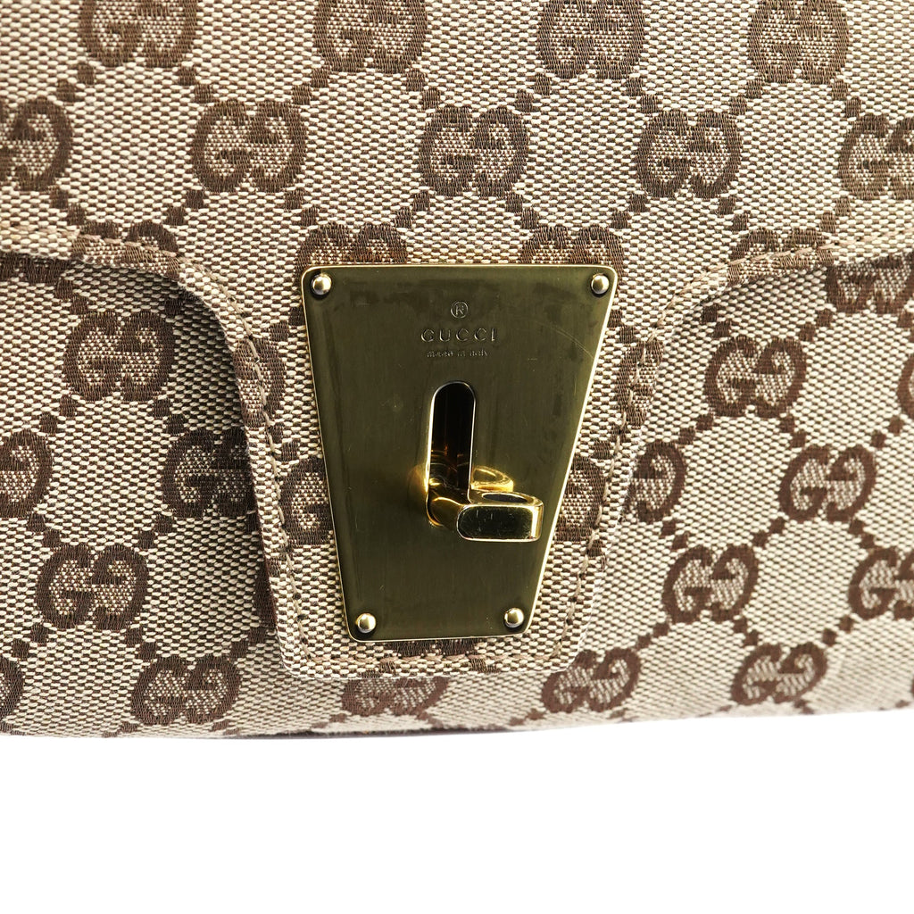 90643 Beige GG Canvas Turnlock Shoulder Bag