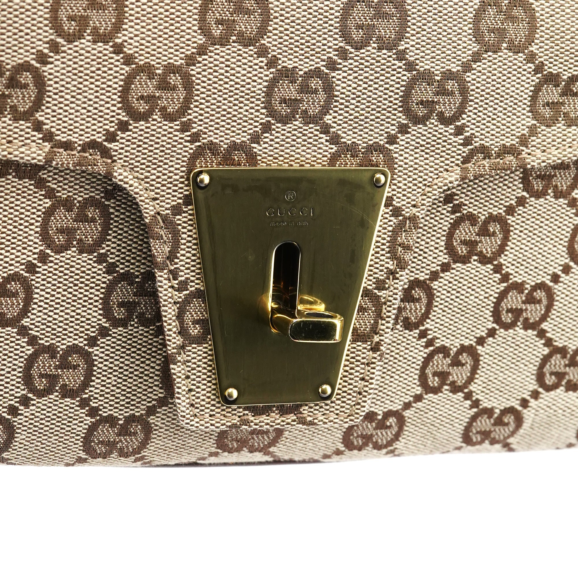 90643 Beige GG Canvas Turnlock Shoulder Bag