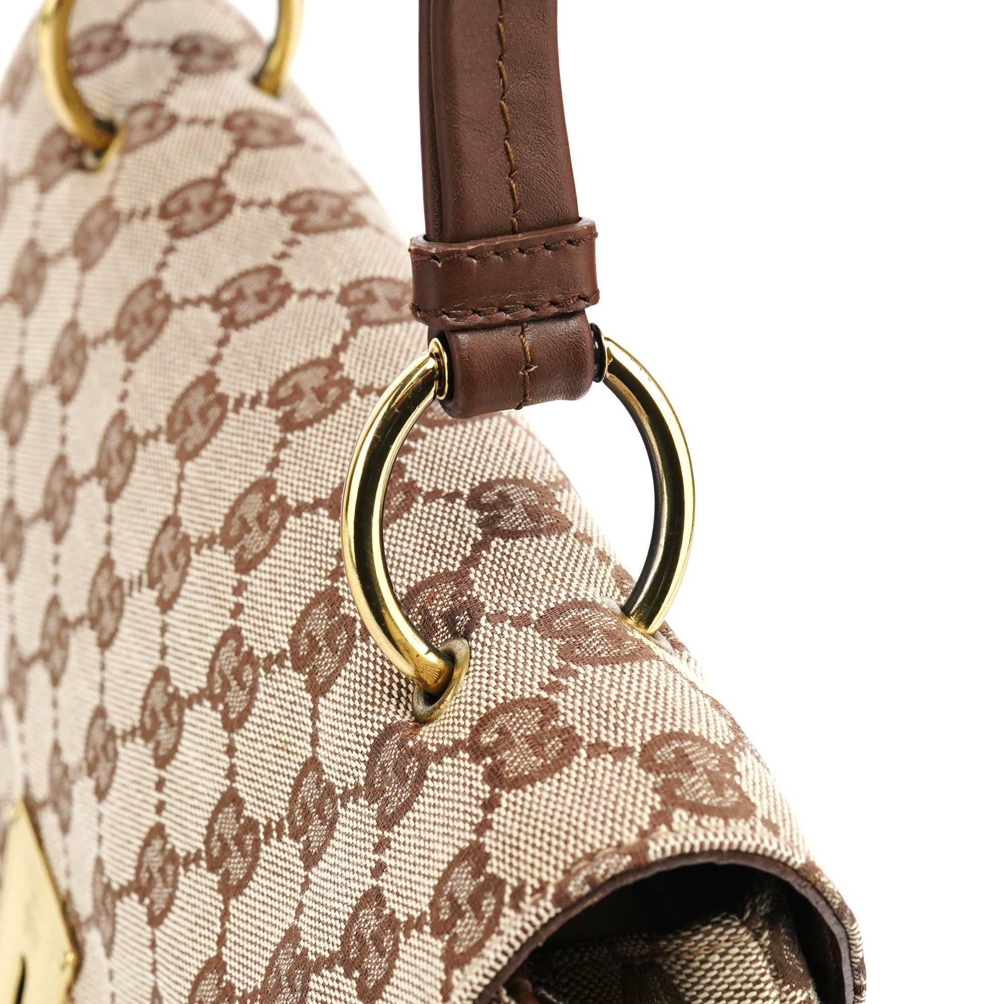 90643 Beige GG Canvas Turnlock Shoulder Bag