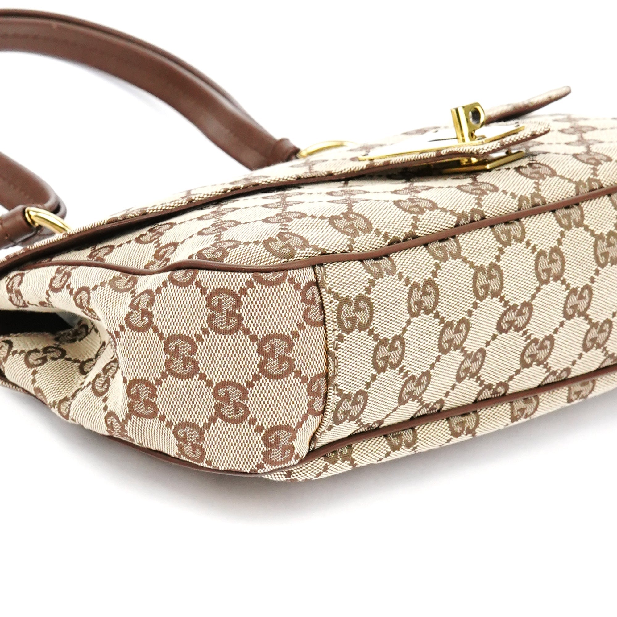 90643 Beige GG Canvas Turnlock Shoulder Bag