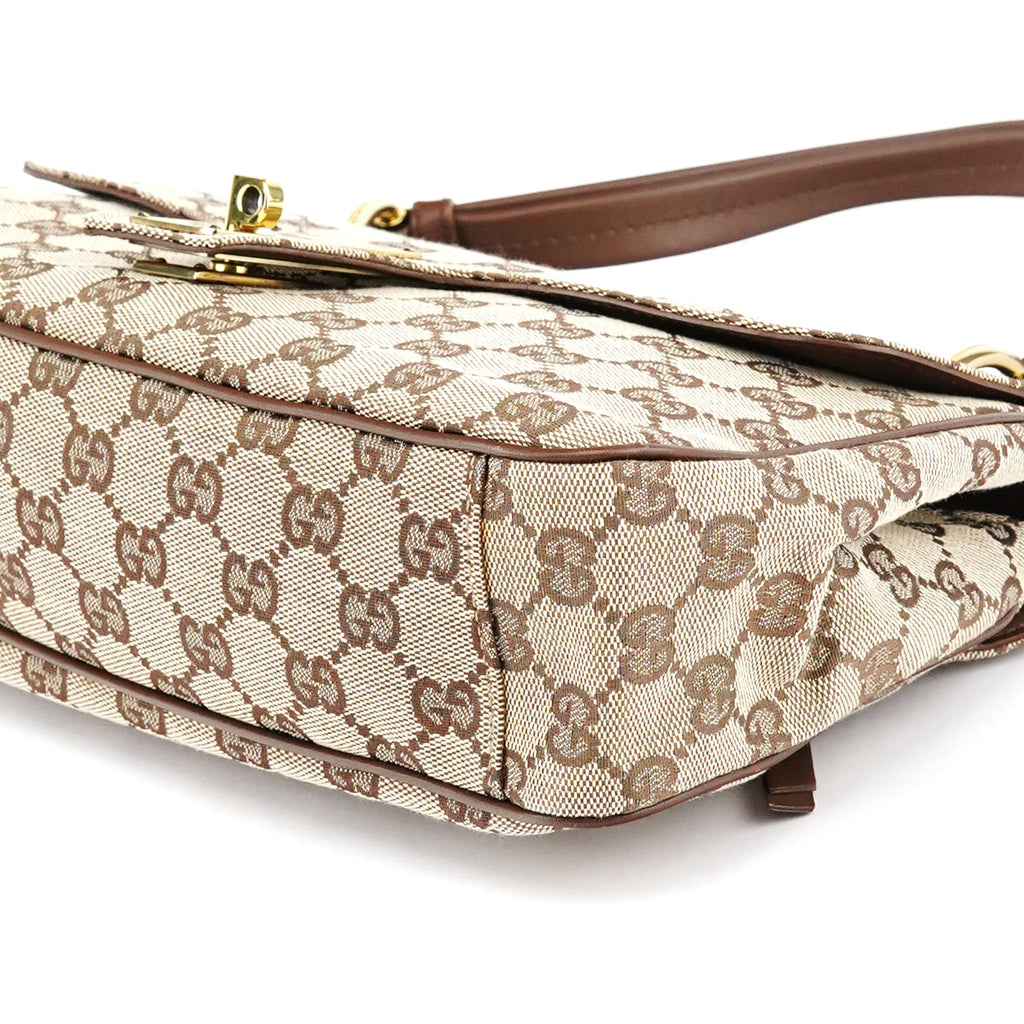 90643 Beige GG Canvas Turnlock Shoulder Bag