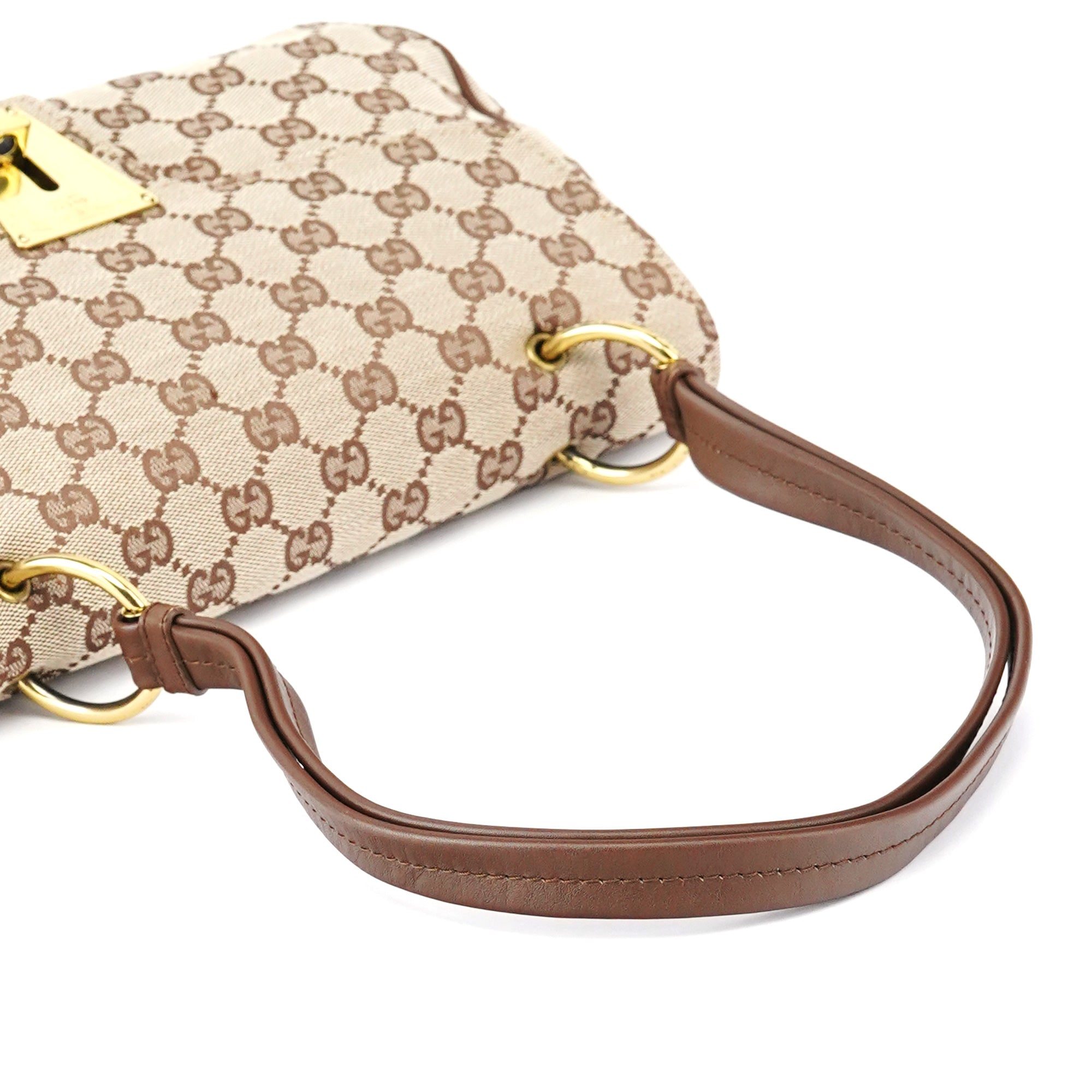 90643 Beige GG Canvas Turnlock Shoulder Bag