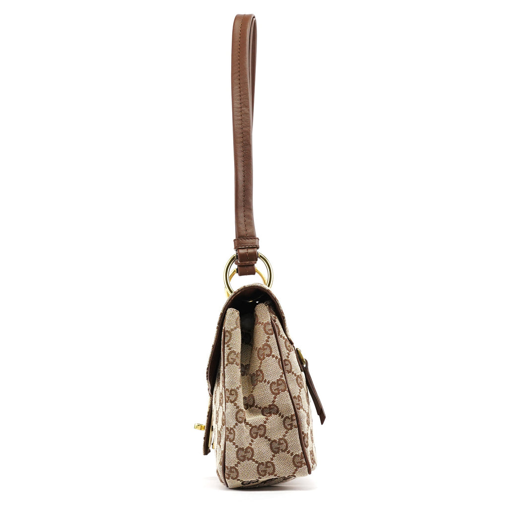 90643 Beige GG Canvas Turnlock Shoulder Bag