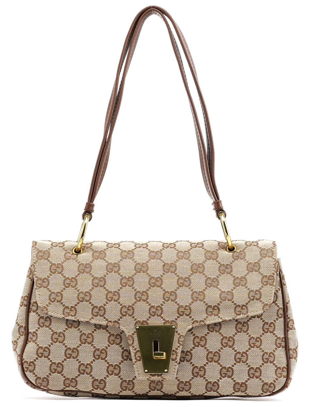 90643 Beige GG Canvas Turnlock Shoulder Bag