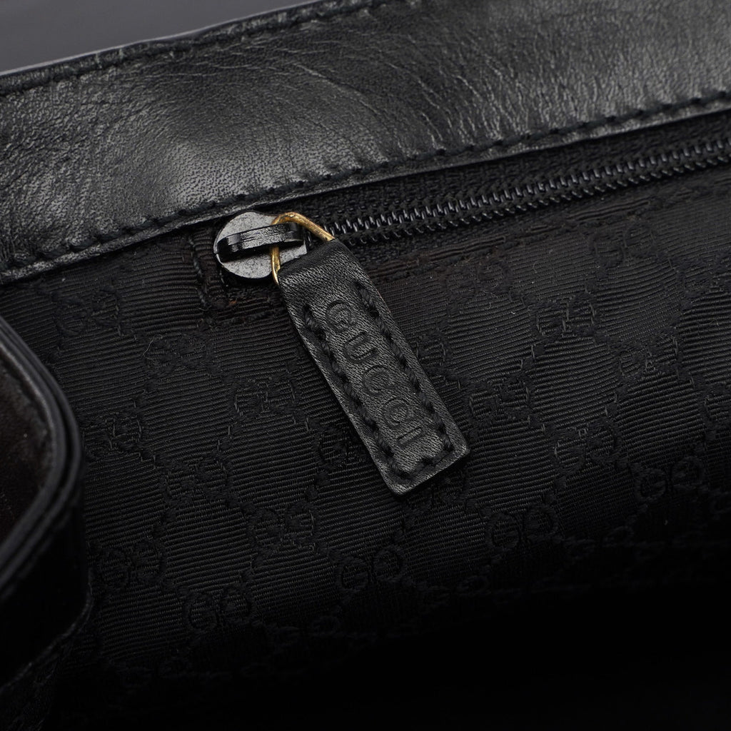90643 Black Calfskin Buckle Shoulder Bag
