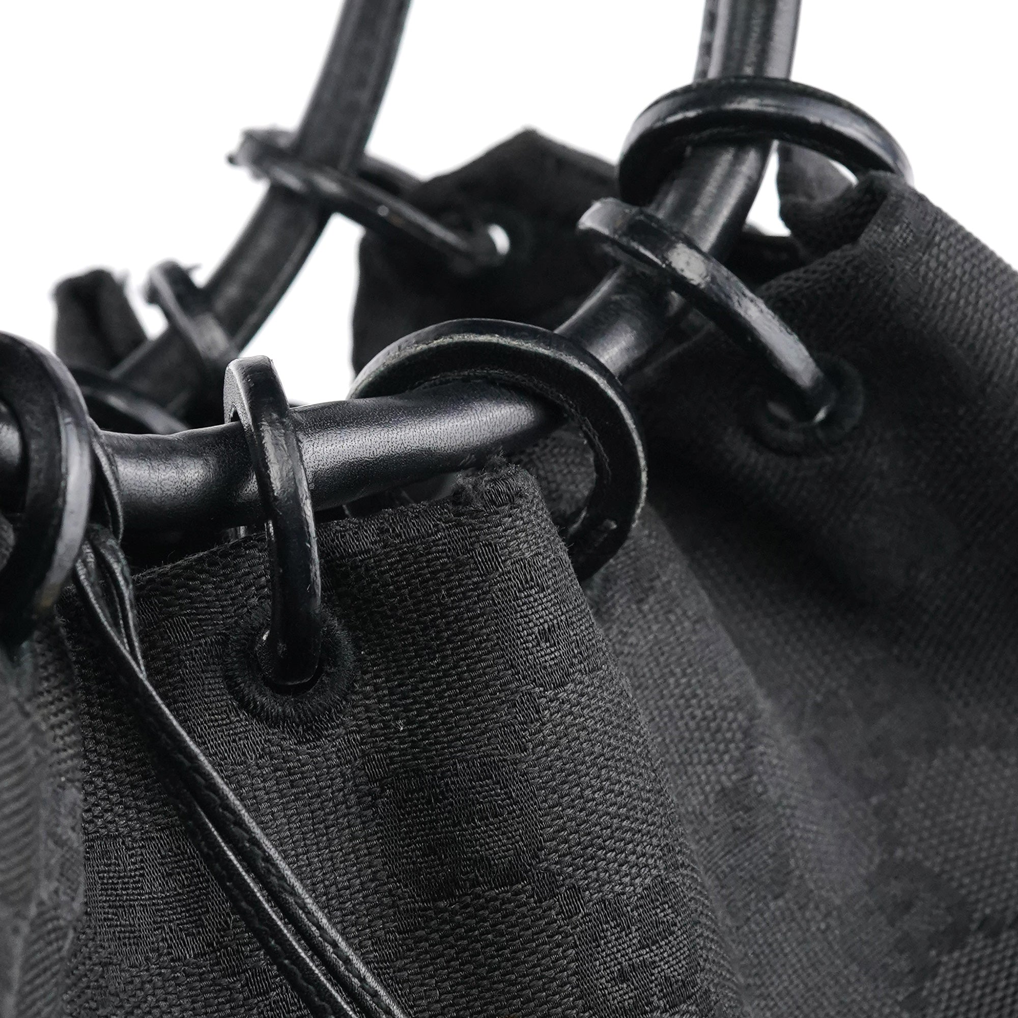 90644 Black GG Canvas Drawstring Shoulder Bag