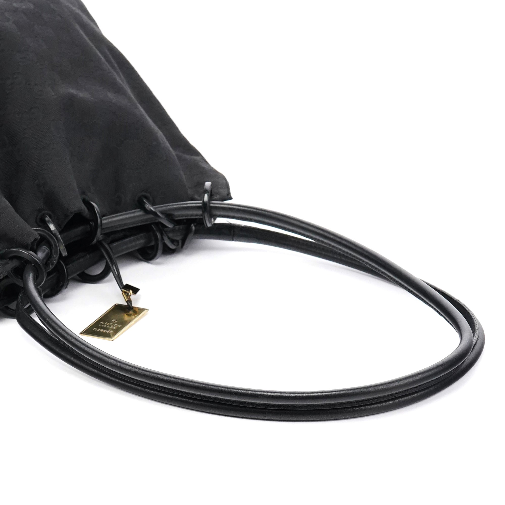 90644 Black GG Canvas Drawstring Shoulder Bag