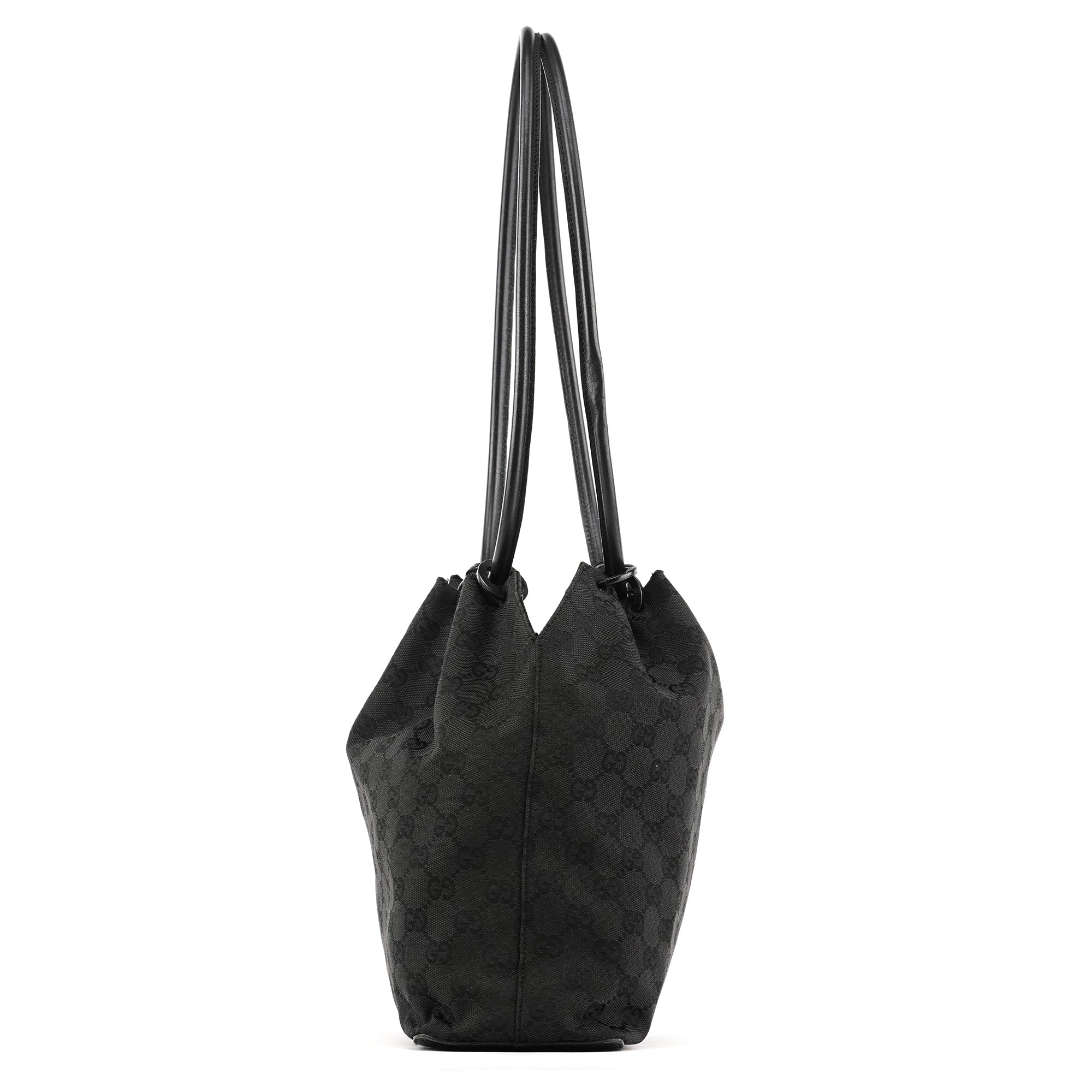 90644 Black GG Canvas Drawstring Shoulder Bag