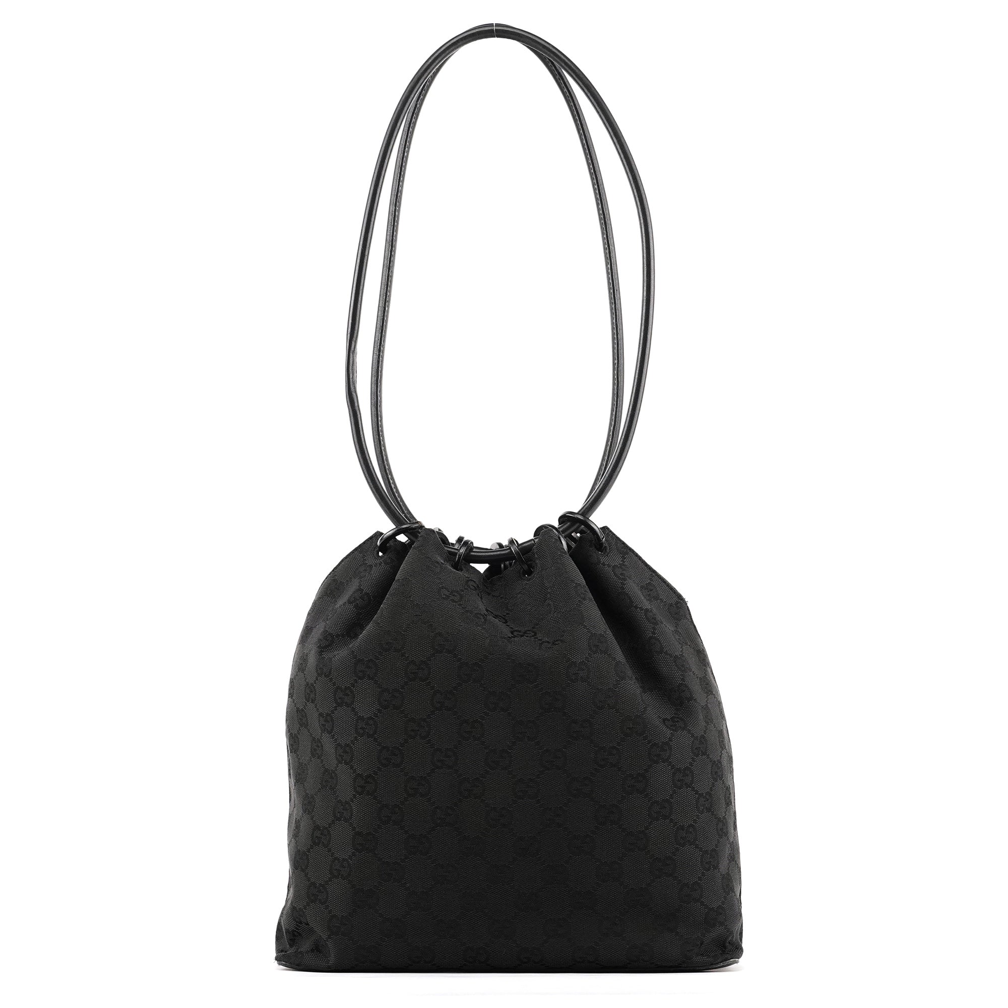 90644 Black GG Canvas Drawstring Shoulder Bag