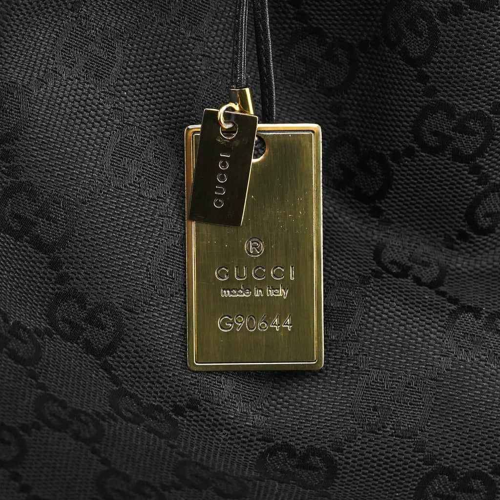 90644 Black GG Canvas Drawstring Shoulder Bag
