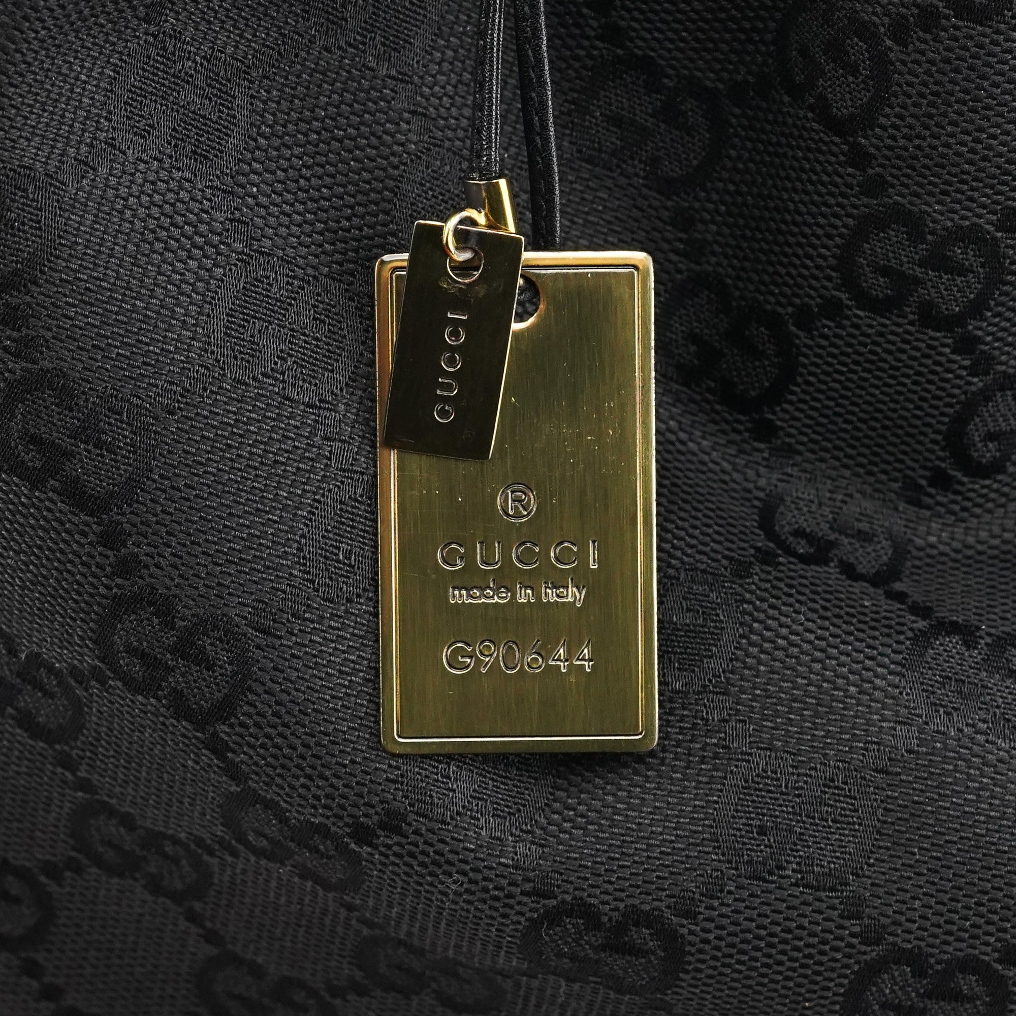 90644 Black GG Canvas Drawstring Shoulder Bag