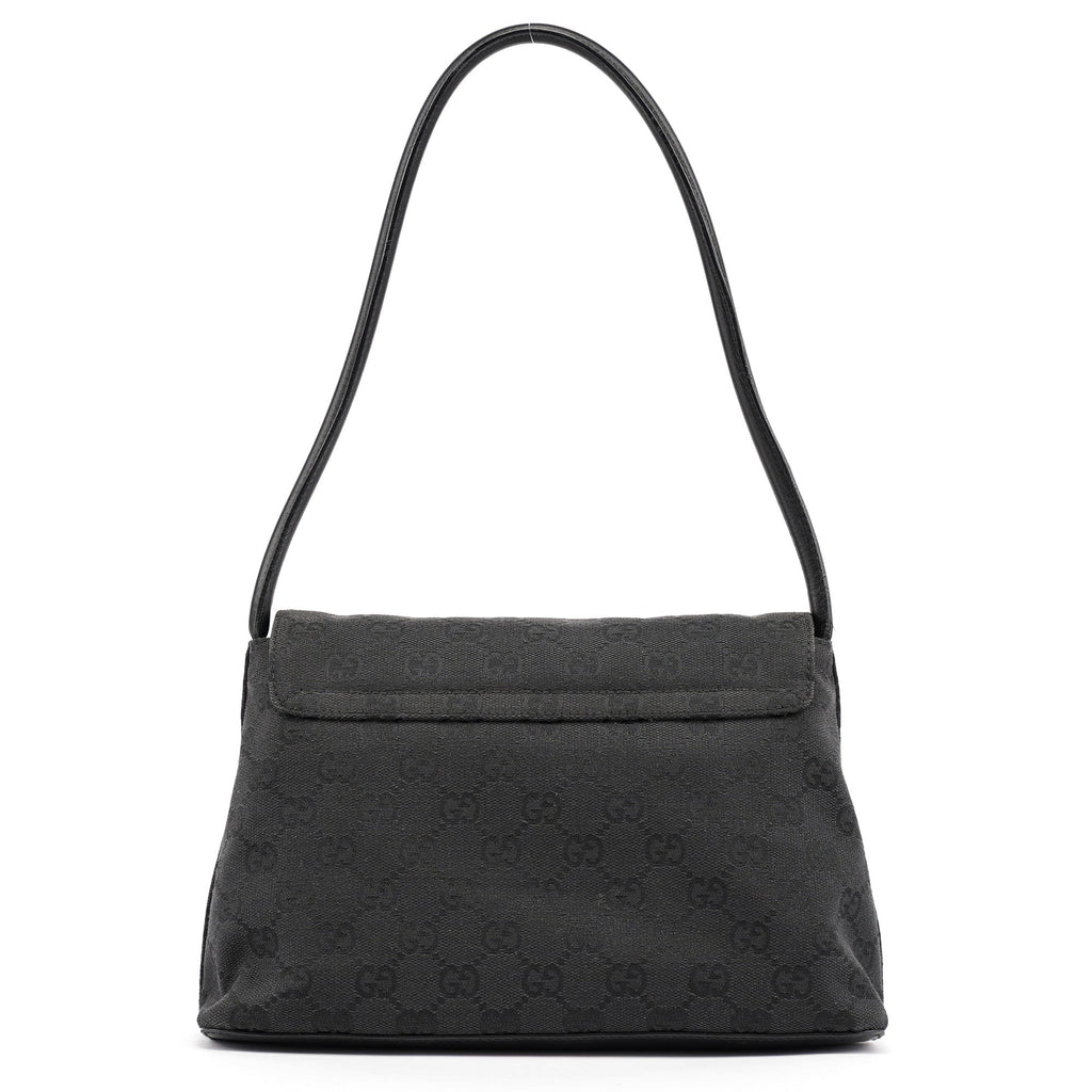 90646 Black GG Leather Shoulder Bag
