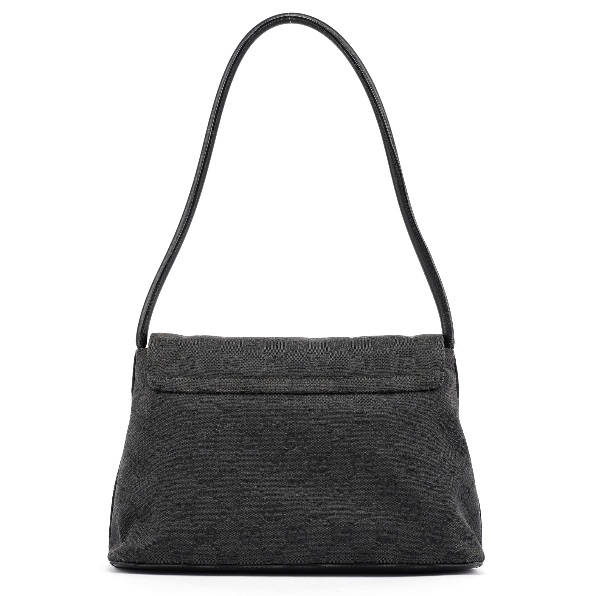 90646 Black GG Leather Shoulder Bag