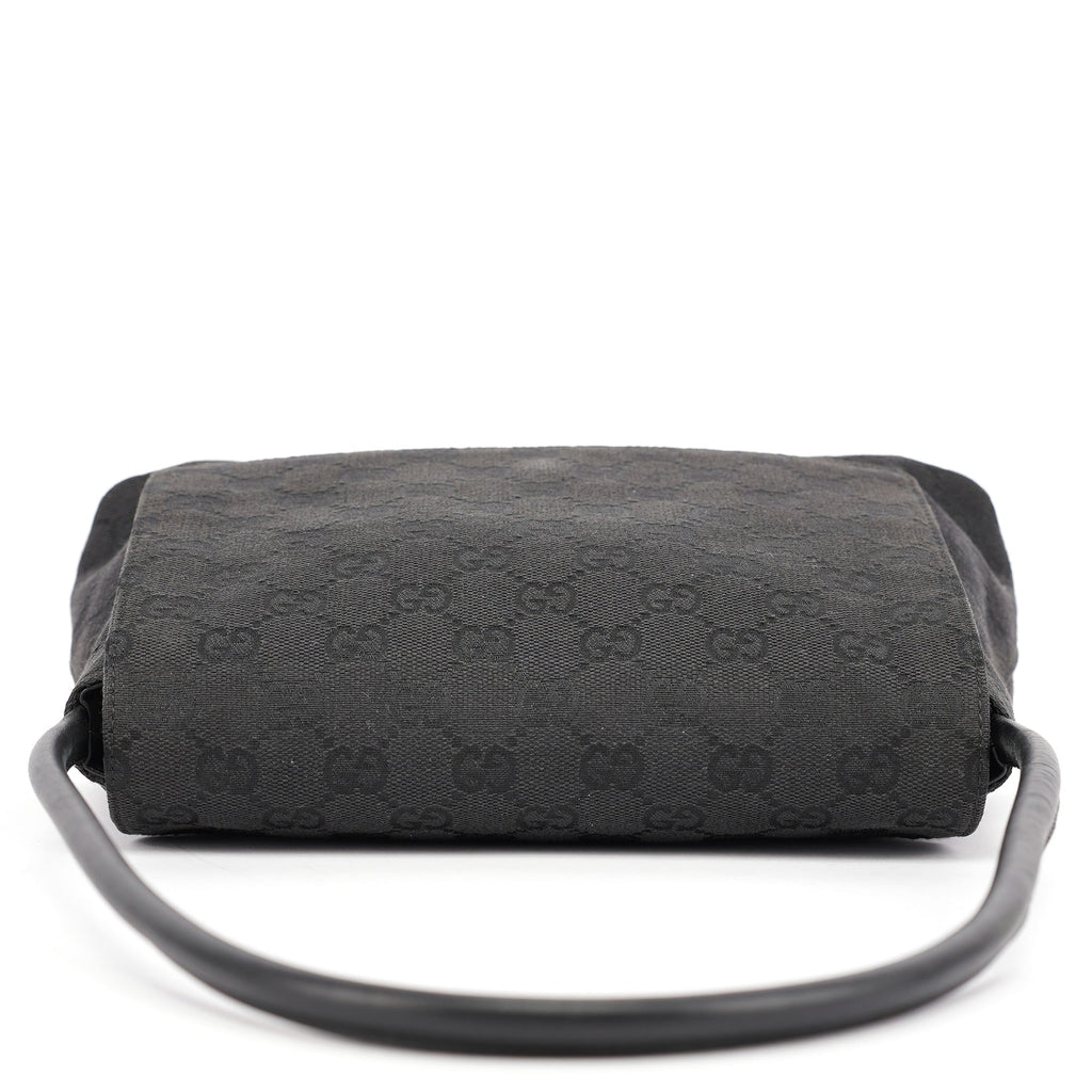90646 Black GG Leather Shoulder Bag