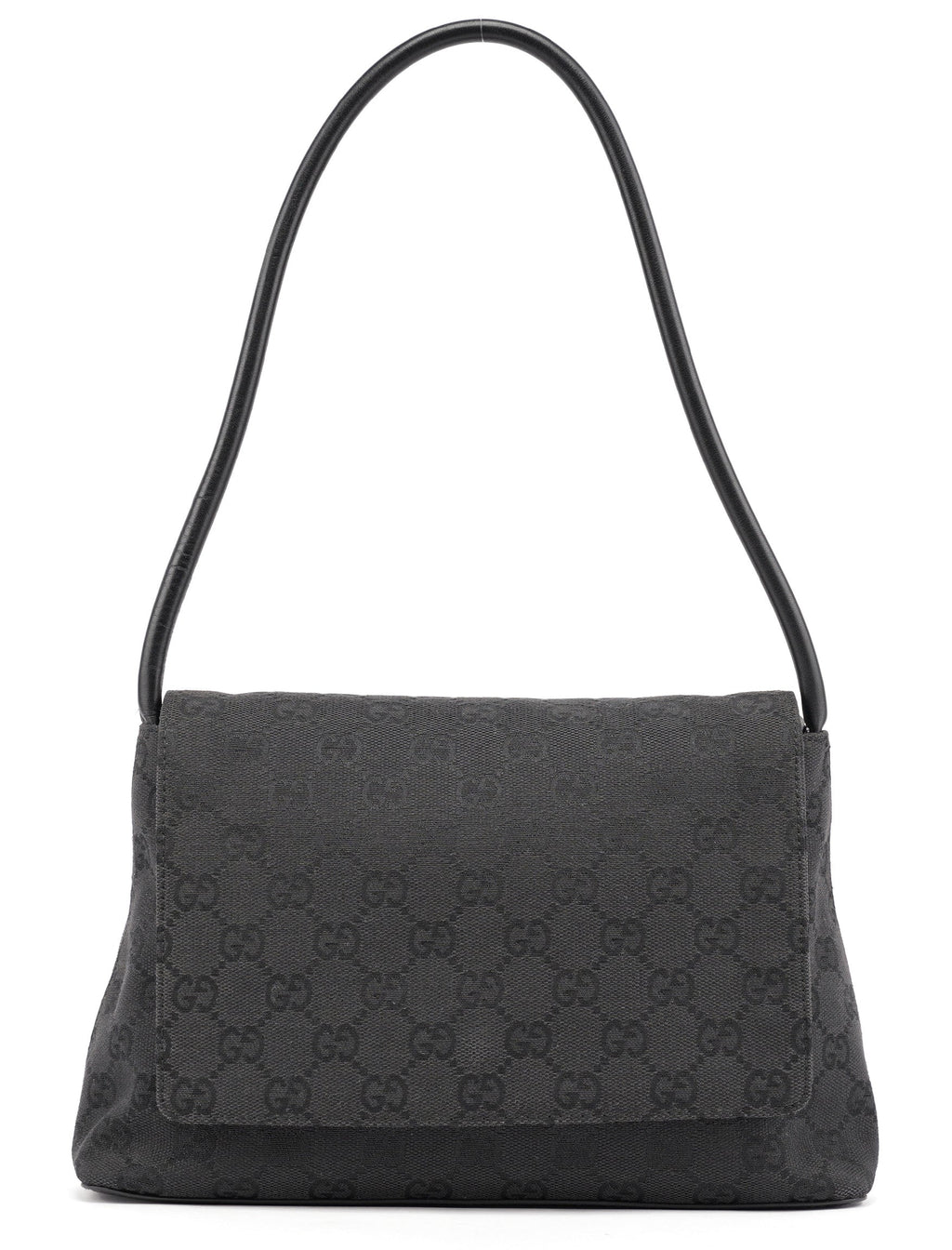 90646 Black GG Leather Shoulder Bag