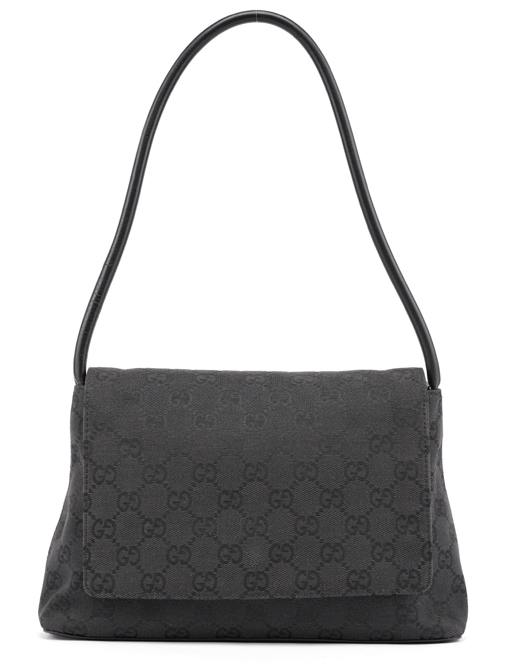 90646 Black GG Leather Shoulder Bag