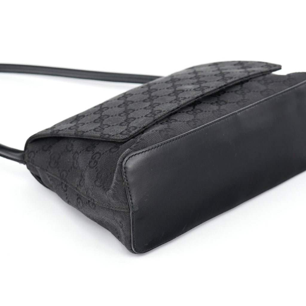 90646 Black GG Leather Shoulder Bag