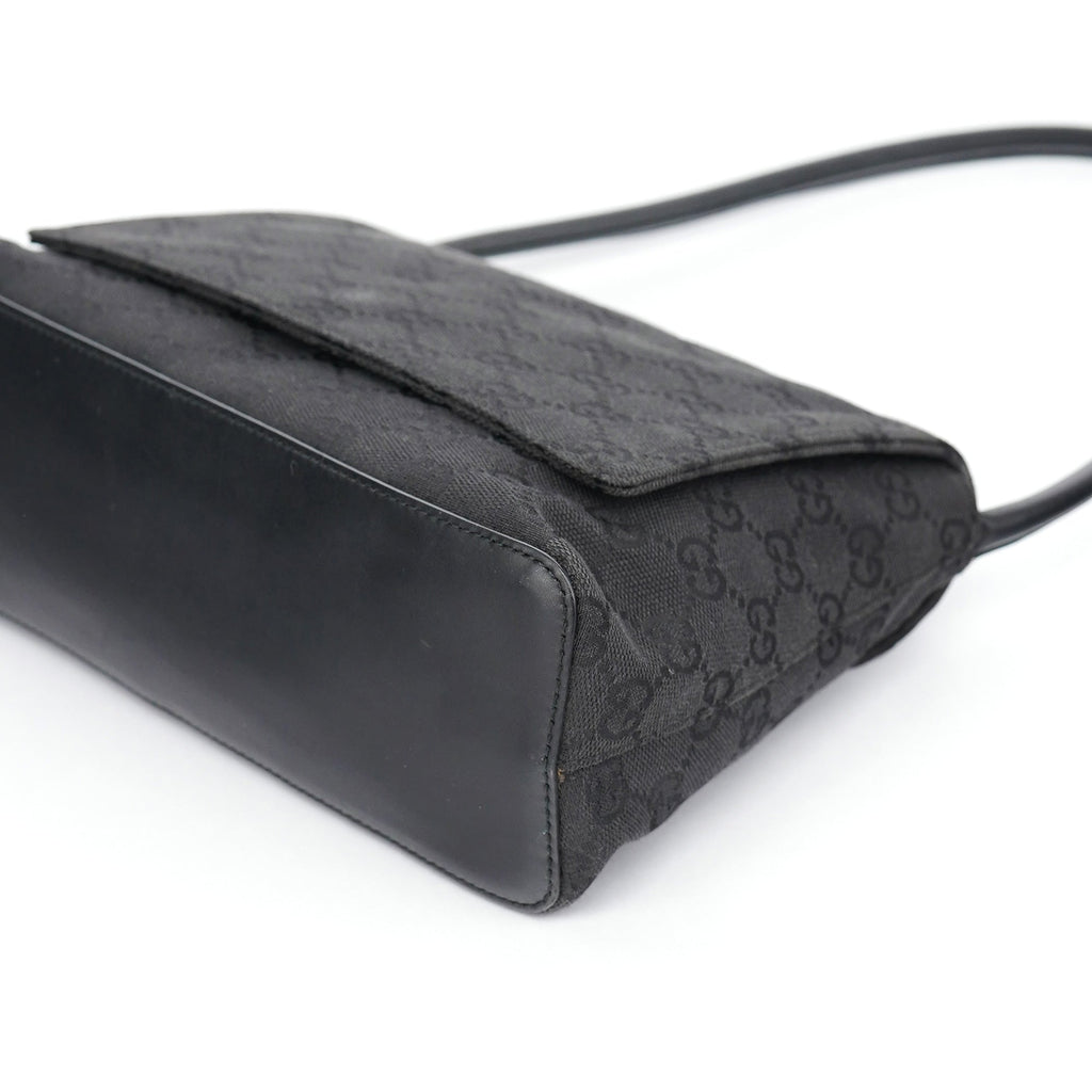 90646 Black GG Leather Shoulder Bag