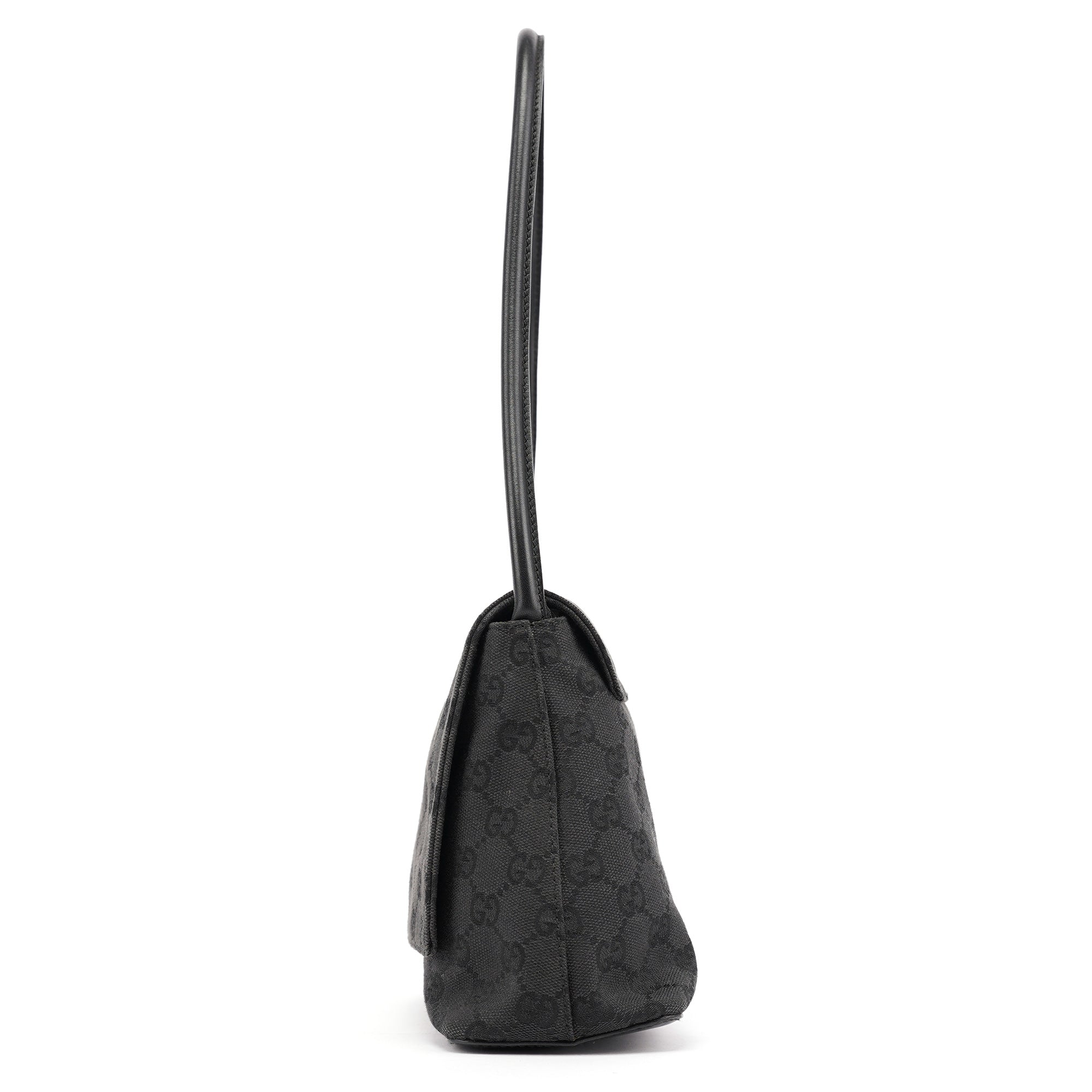 90646 Black GG Leather Shoulder Bag