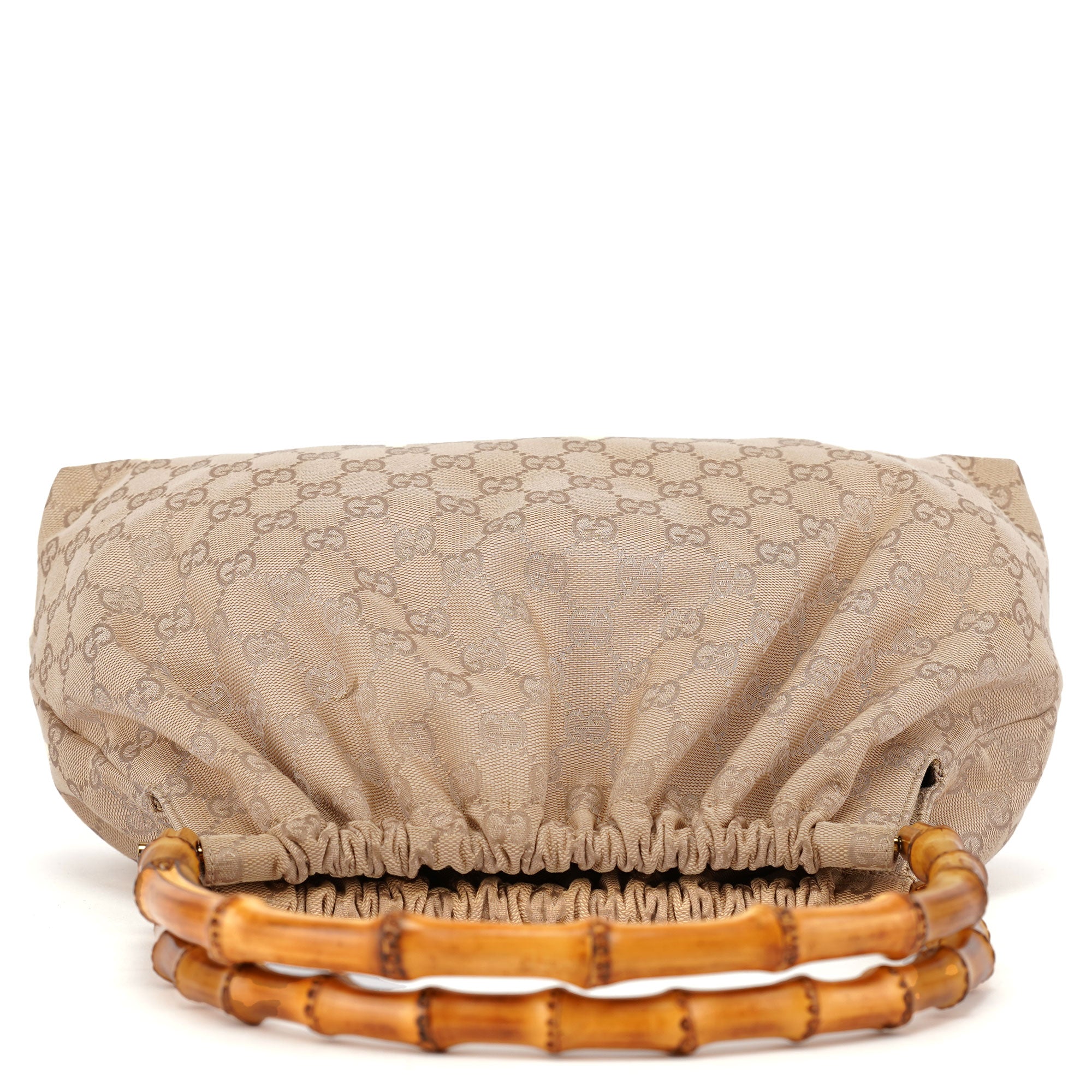 92708 Beige GG Bamboo Handle Shoulder Bag