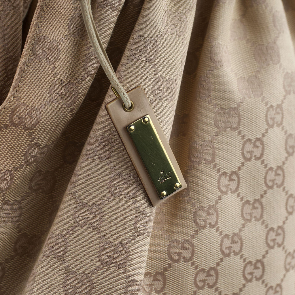 92709 Beige GG Bamboo Handle Bag