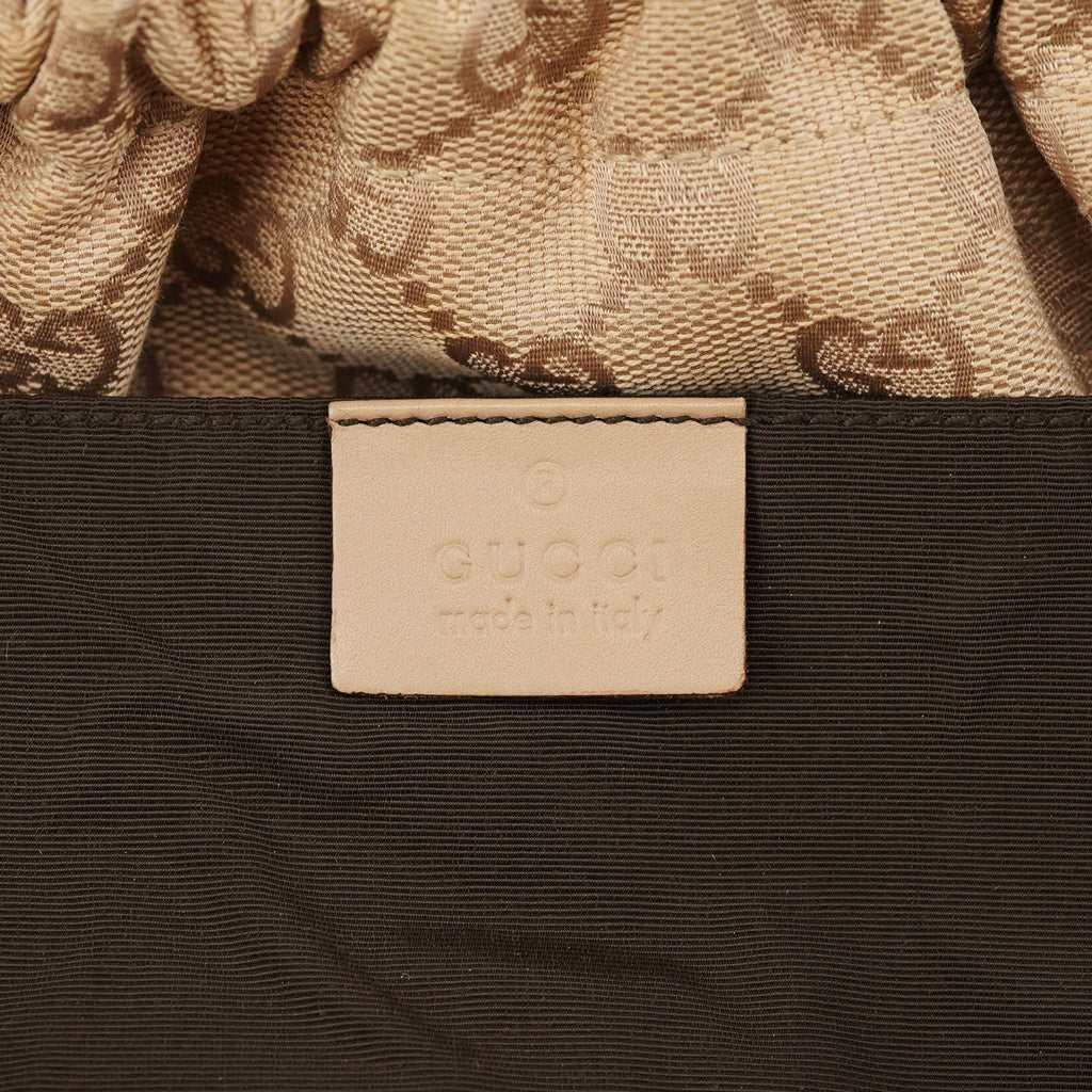 92709 Beige GG Bamboo Handle Shoulder Bag