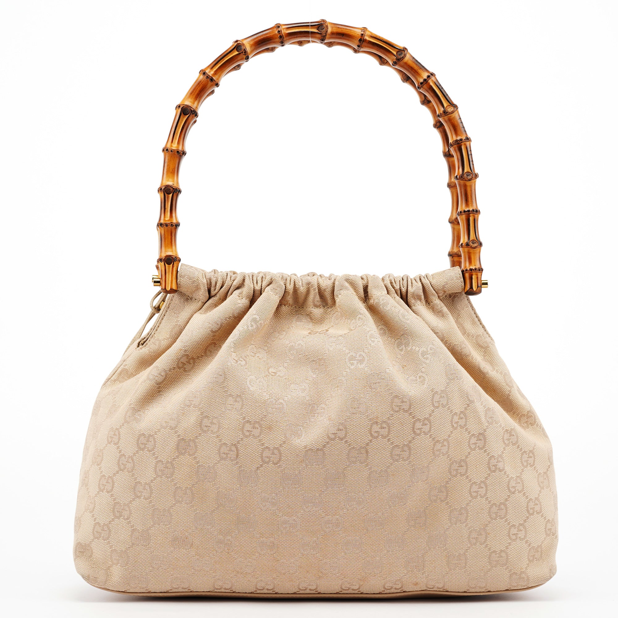 92709 Beige GG Bamboo Handle Shoulder Bag