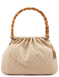 92709 Beige GG Bamboo Handle Shoulder Bag