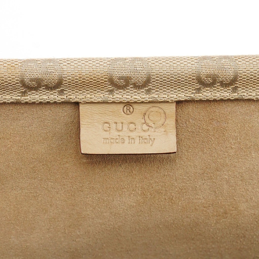 92710 Beige GG Canvas Leather Shoulder Bag