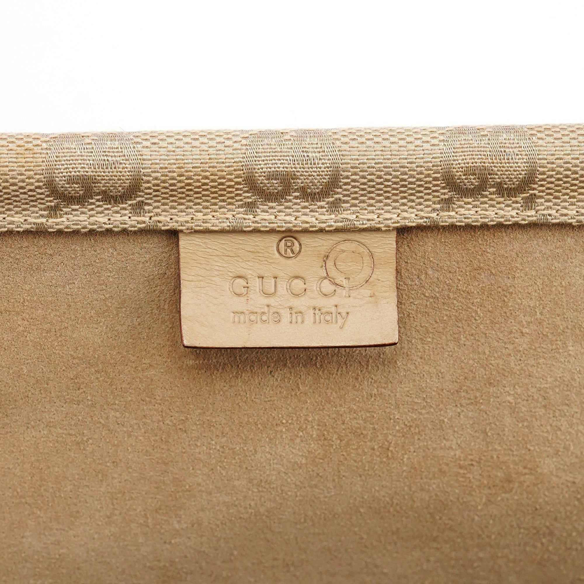 92710 Beige GG Canvas Leather Shoulder Bag