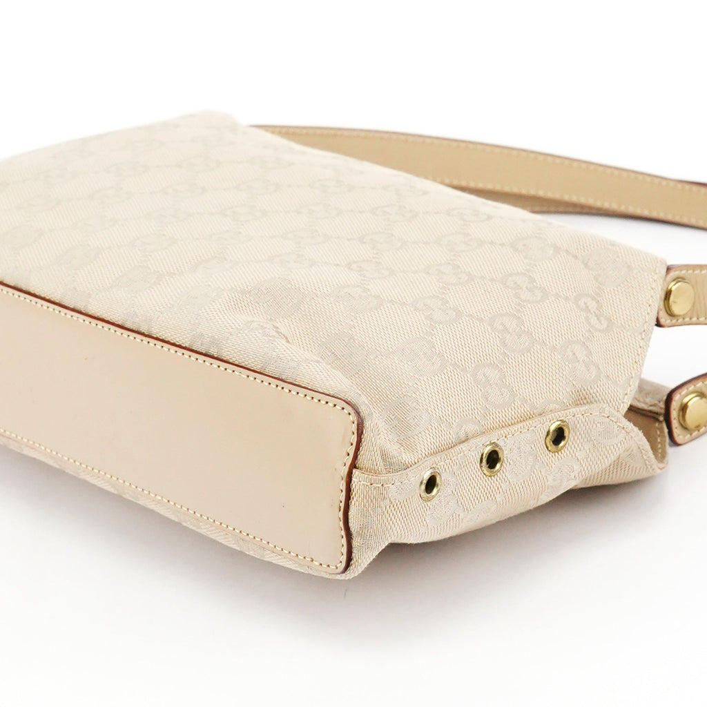 92710 Beige GG Canvas Leather Shoulder Bag