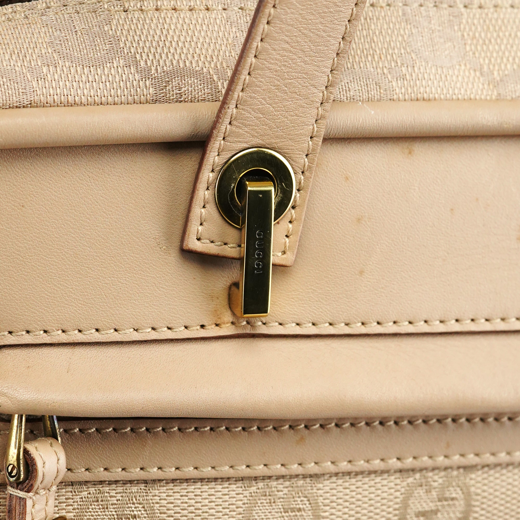 92729 Beige GG Leather Tote Bag