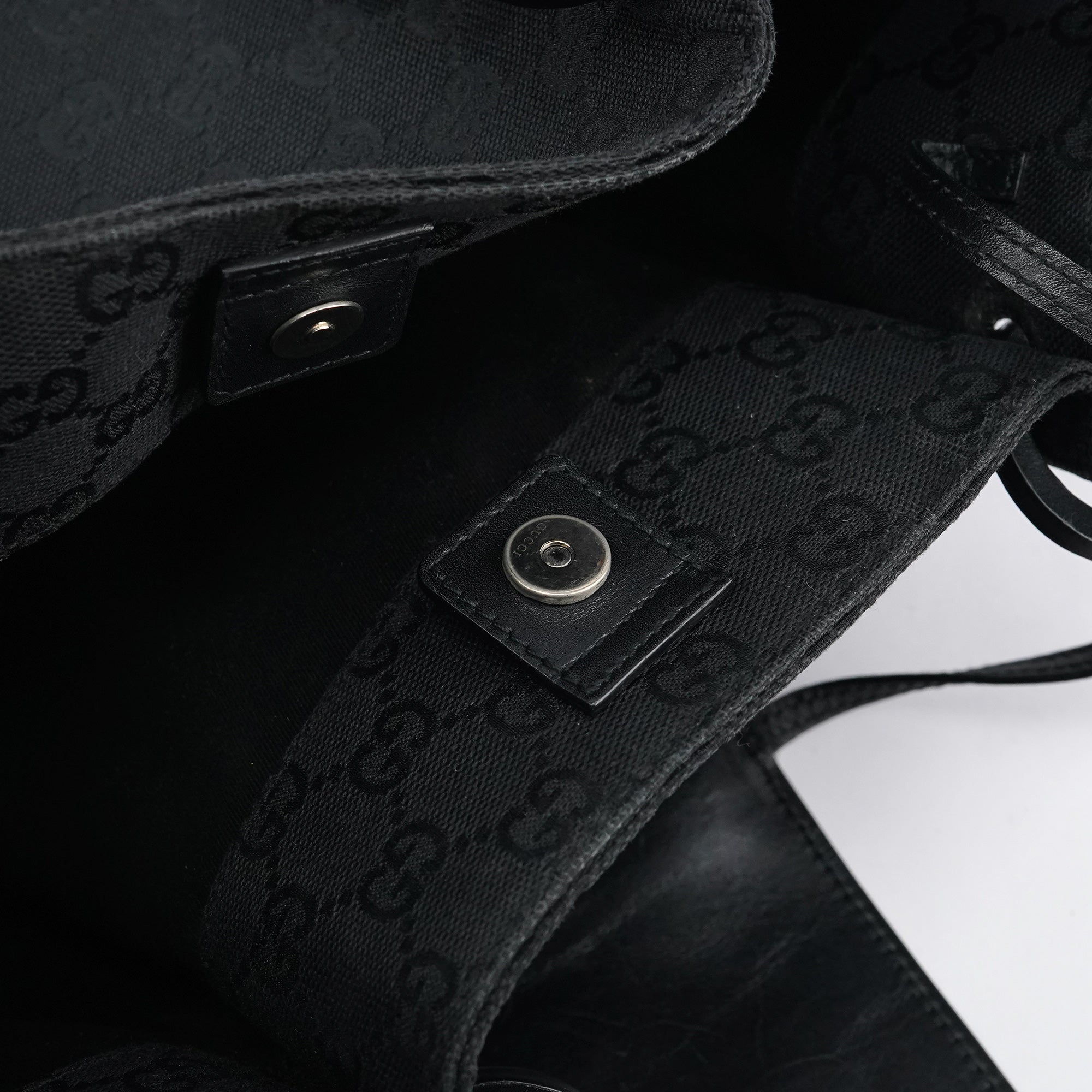 94898 Black GG Leather Pouch Tote Bag