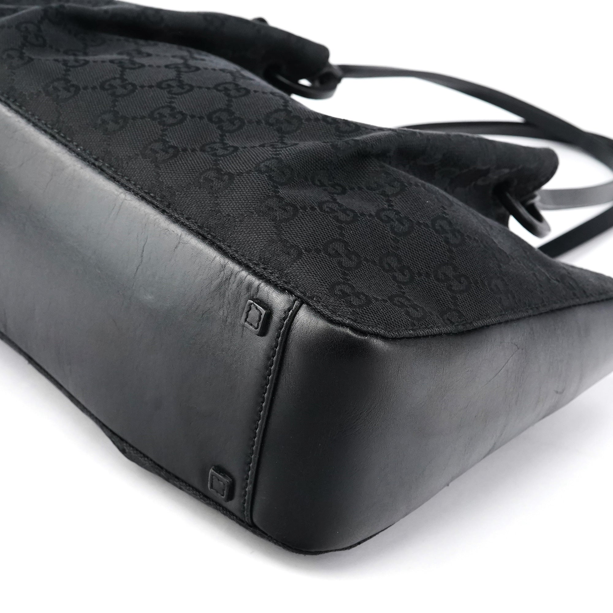 94898 Black GG Leather Pouch Tote Bag