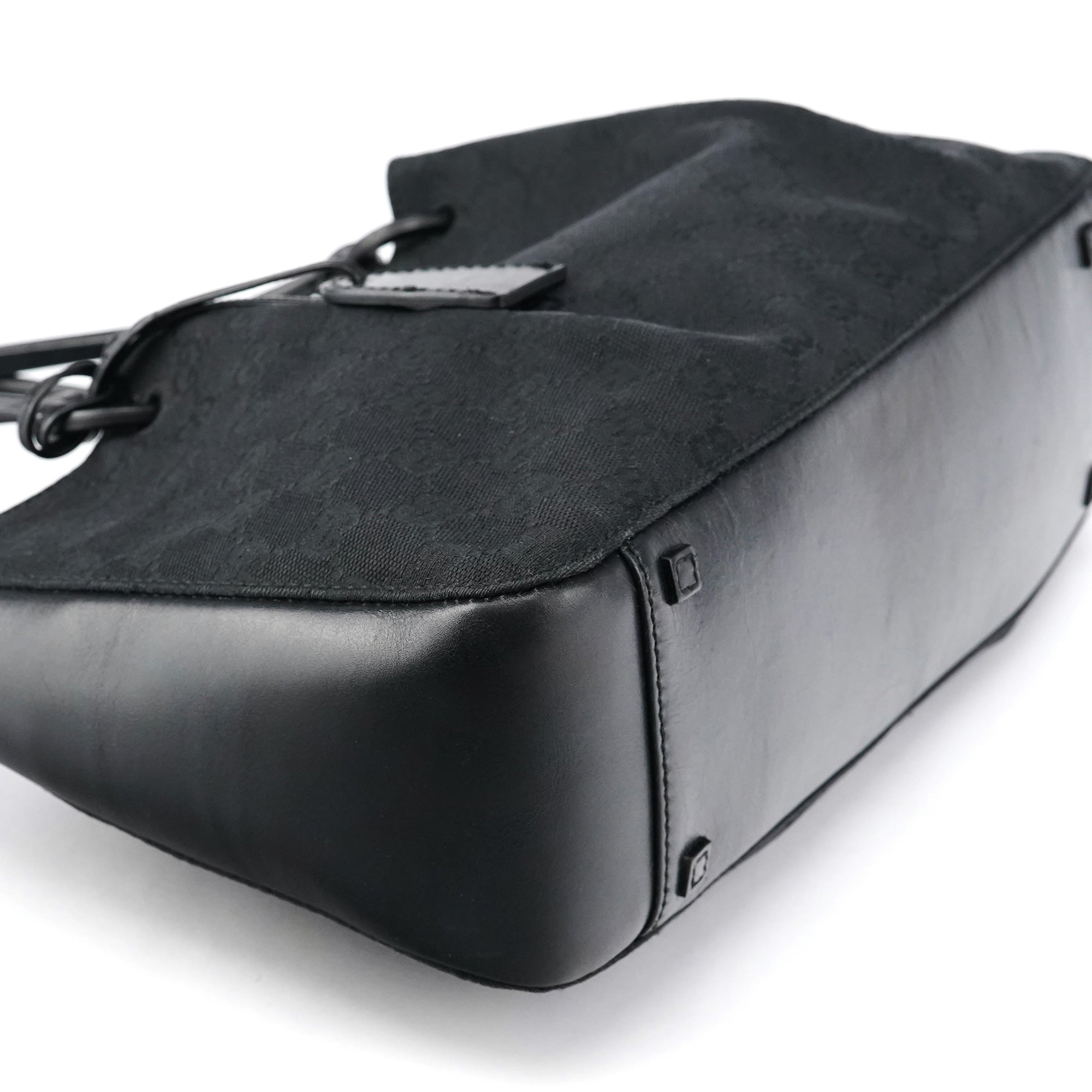 94898 Black GG Leather Pouch Tote Bag