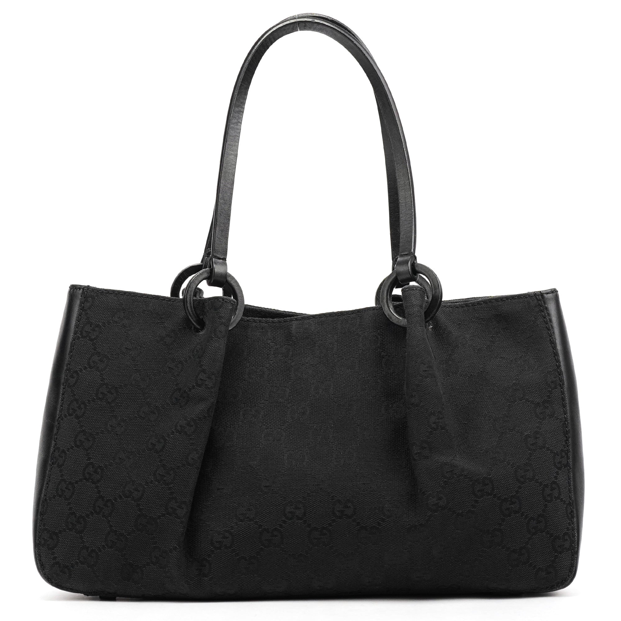 94898 Black GG Leather Pouch Tote Bag