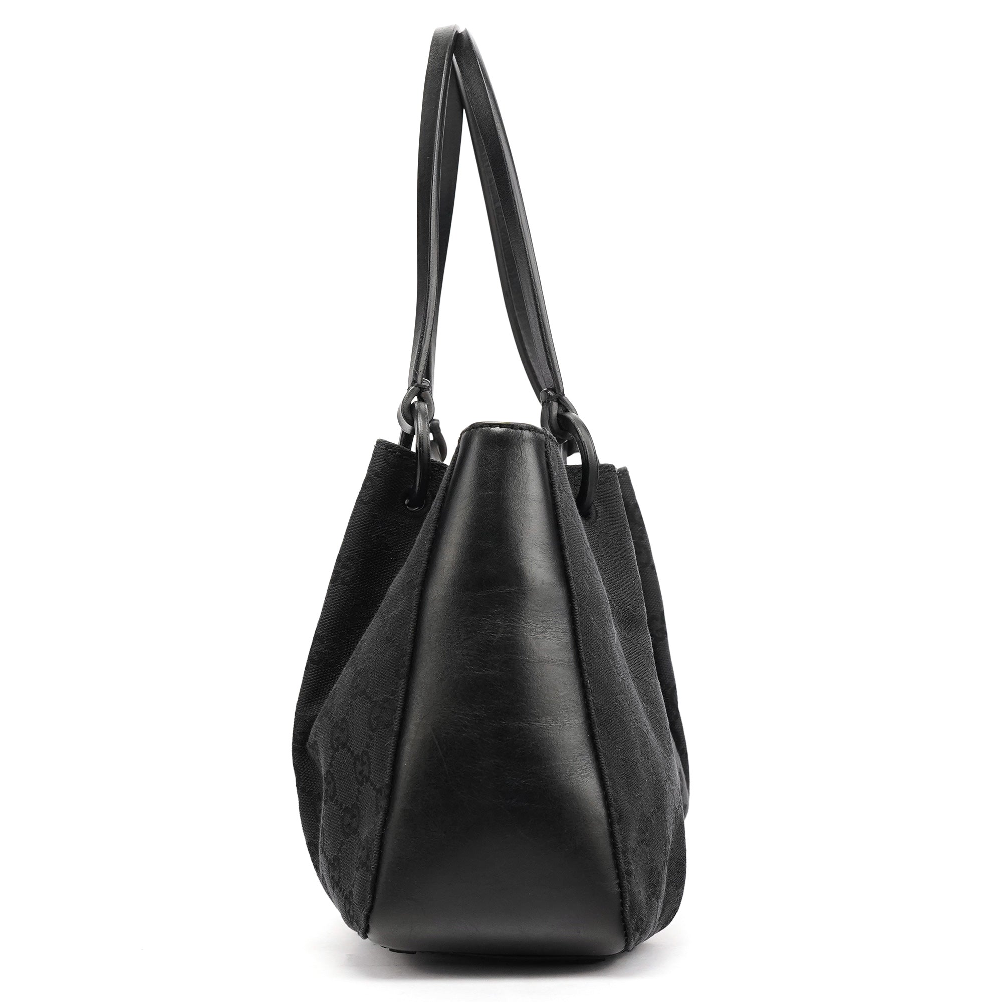 94898 Black GG Leather Pouch Tote Bag