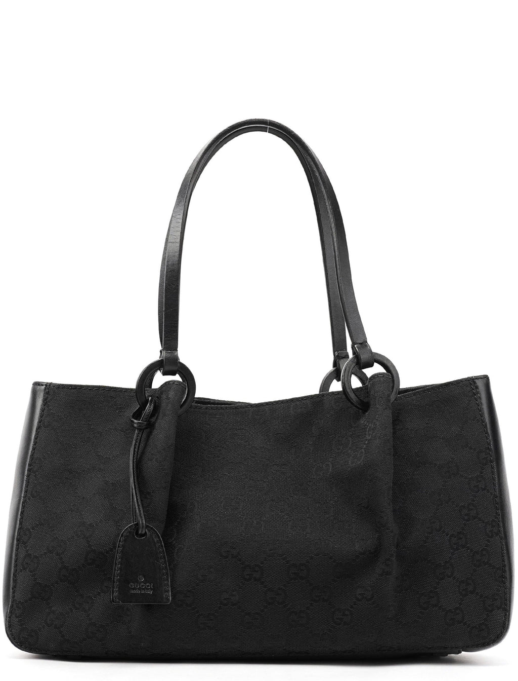 94898 Black GG Leather Pouch Tote Bag
