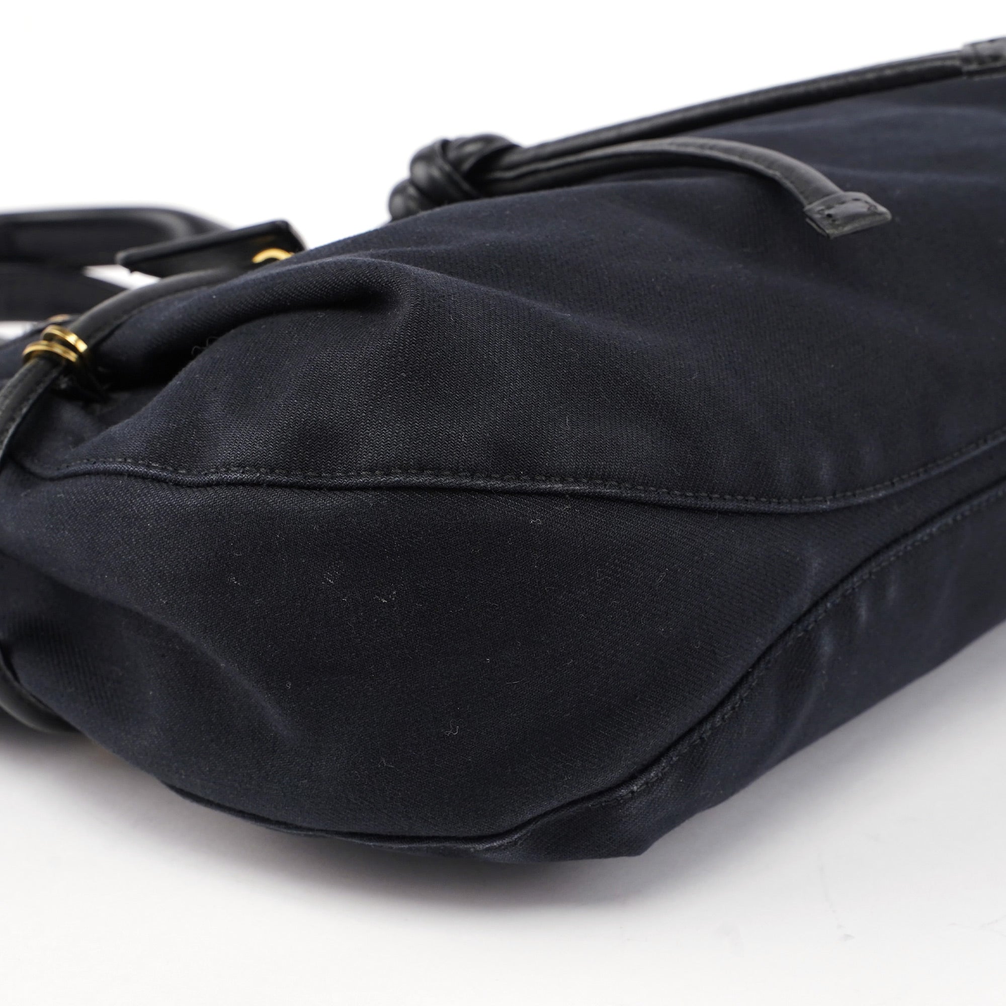 95168 Black Canvas Leather Tote