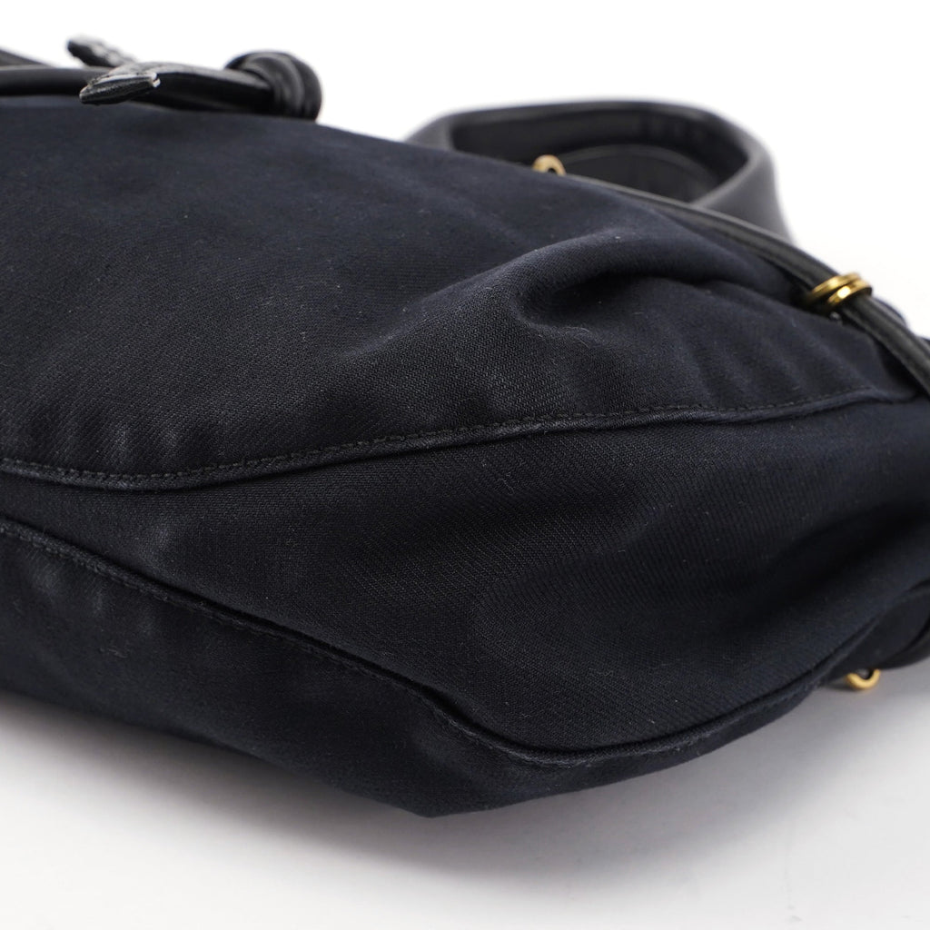 95168 Black Canvas Leather Tote