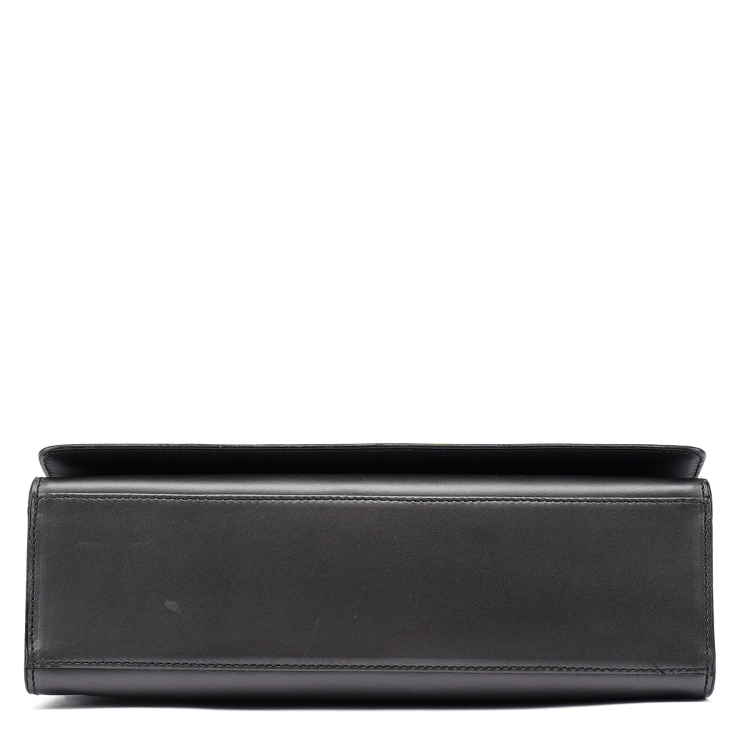 Anthracite Calfskin Flap Shoulder Bag