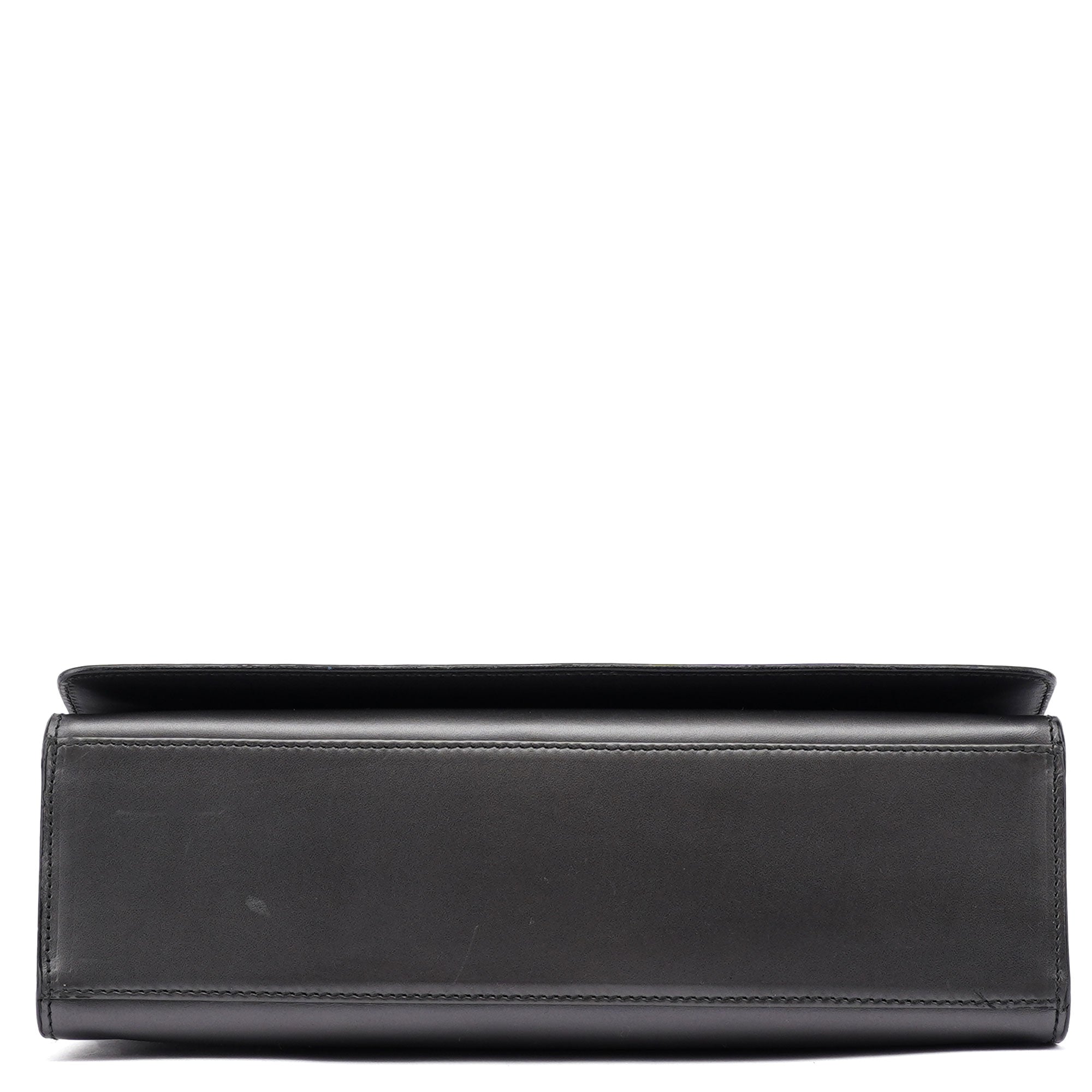 Anthracite Calfskin Flap Shoulder Bag