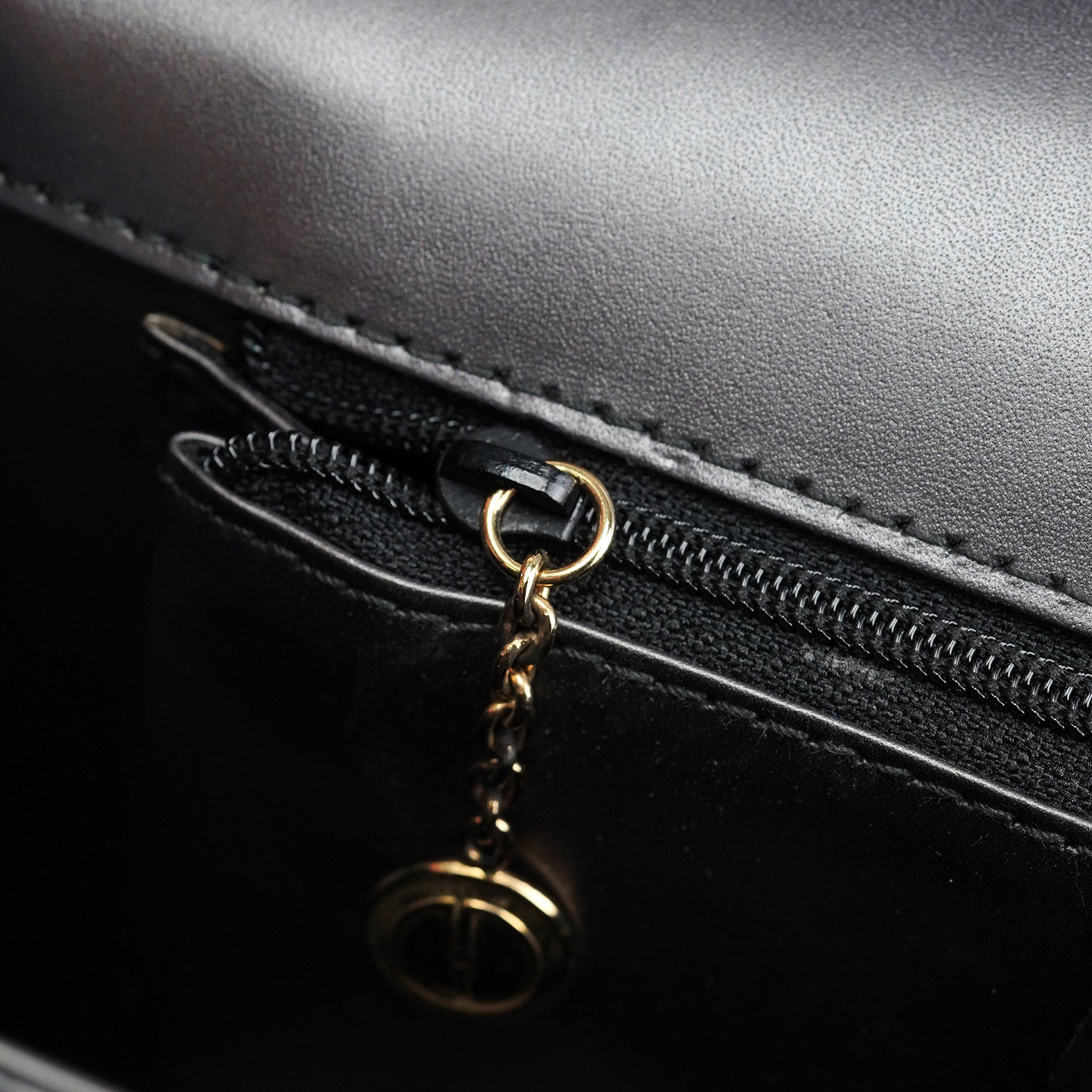 Anthracite Calfskin Flap Shoulder Bag