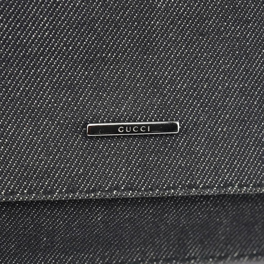 Anthracite Denim Flap Shoulder Bag