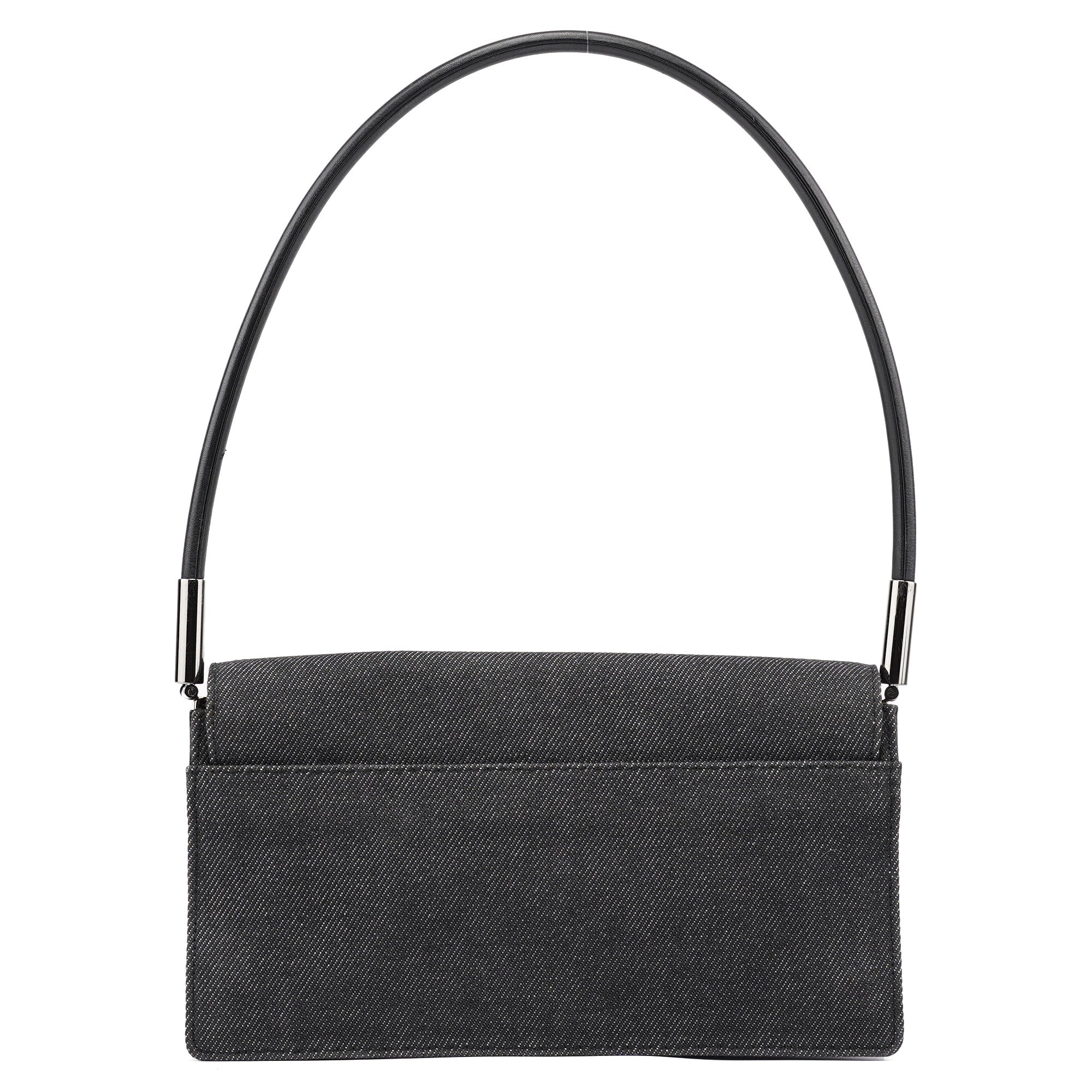 Anthracite Denim Flap Shoulder Bag