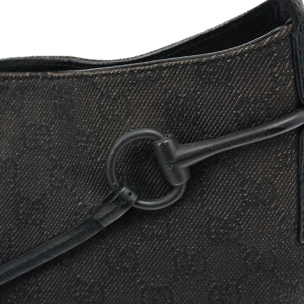 Anthracite Denim GG Horsebit Shoulder Bag