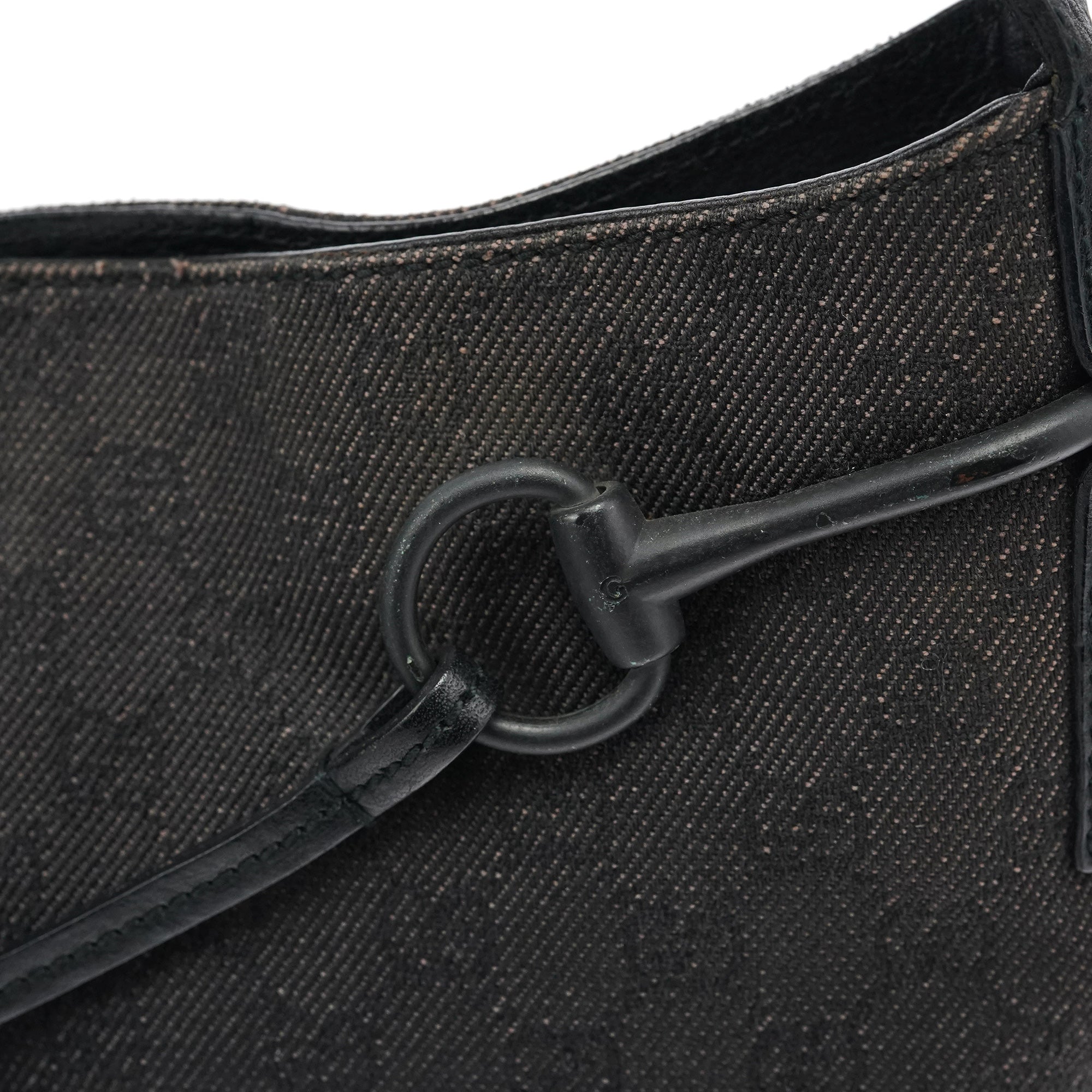 Anthracite Denim GG Horsebit Shoulder Bag